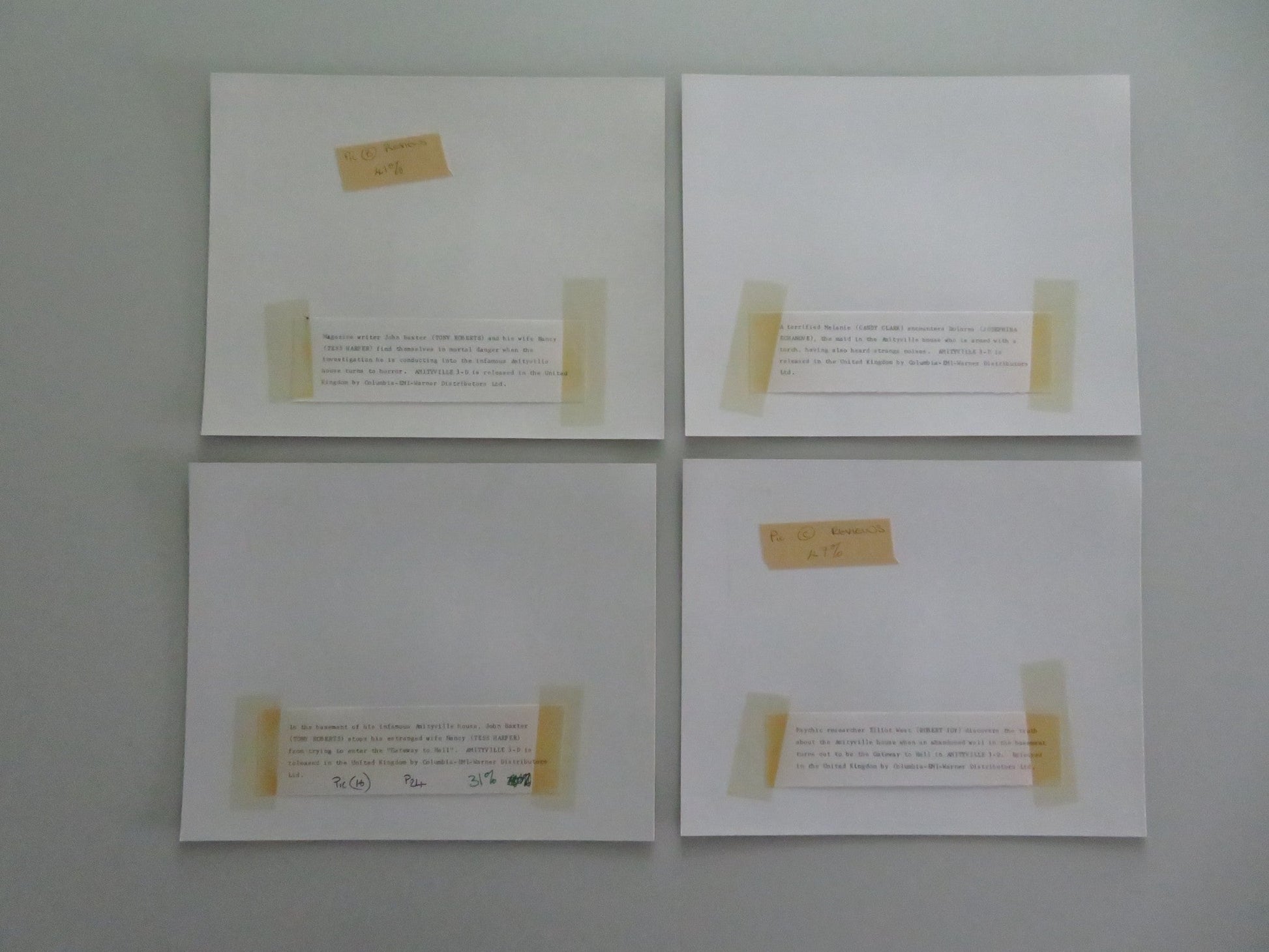 Amityville 3 - d MOVIE STILL PHOTO LOT OF 4 TONY ROBERTS TESS HARPER 1983 Movie posters