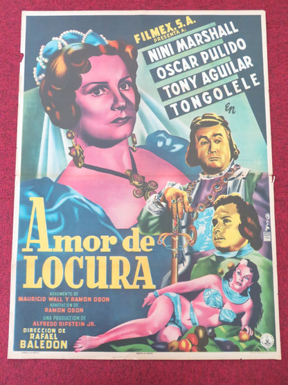 AMOR DE LOCURA MEXICAN POSTER ROLLED NINI MARSHALL OSCAR PULIDO 1953 Movie posters