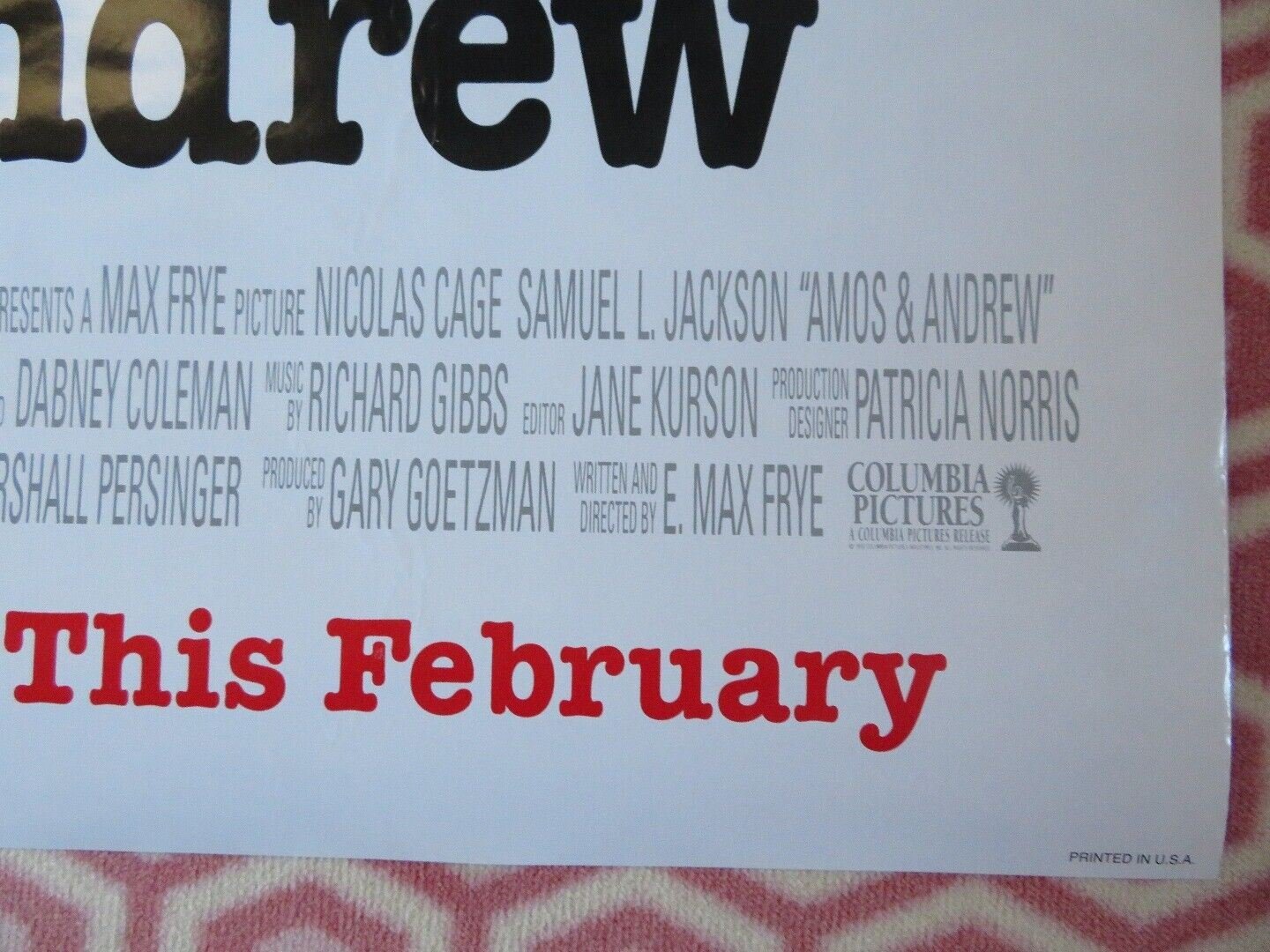 AMOS & ANDREW US ONE SHEET ROLLED POSTER NICHOLAS CAGE SAMUEL L JACKSON 1993 - Rendezvous Cinema