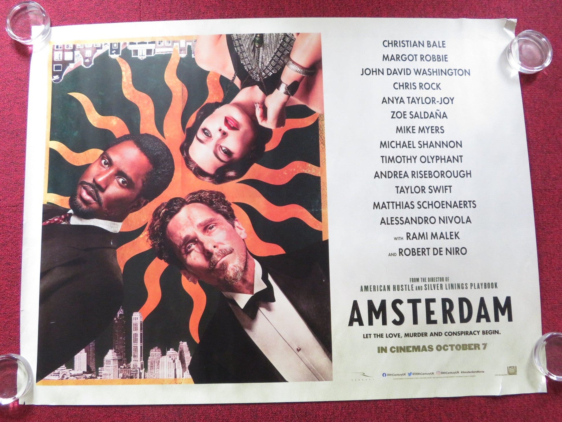 AMSTERDAM UK QUAD ROLLED POSTER CHRISTIAN BALE MARGOT ROBBIE 2022 Rendezvous Cinema Movie posters