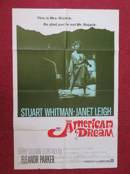 AN AMERICAN DREAM FOLDED US ONE SHEET POSTER STUART WHITMAN JANET LEIGH 1966 - Rendezvous Cinema