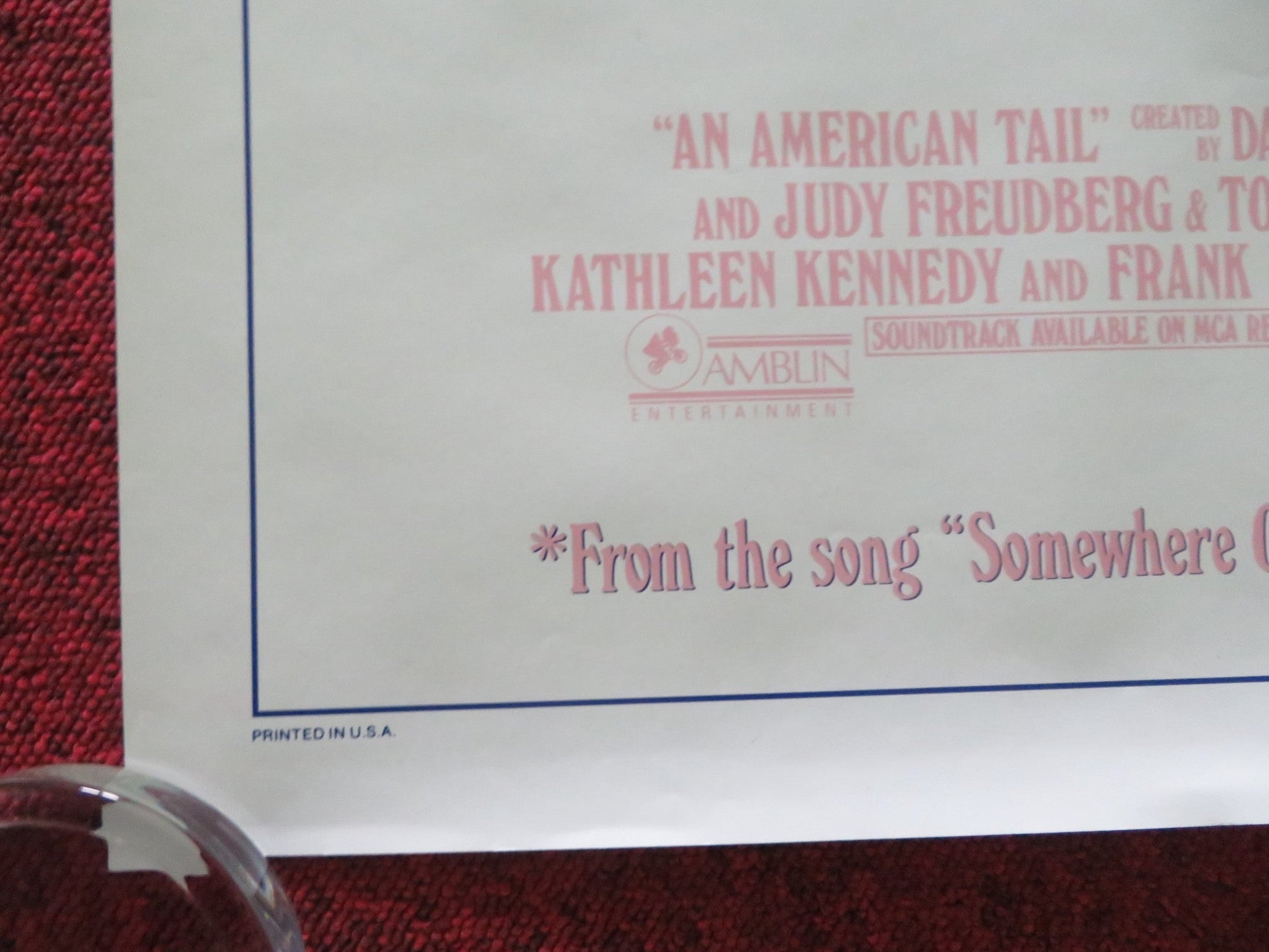 AN AMERICAN TALE US ONE SHEET ROLLED POSTER PHILLIP GLASSER C. PLUMMER 1986 Movie posters