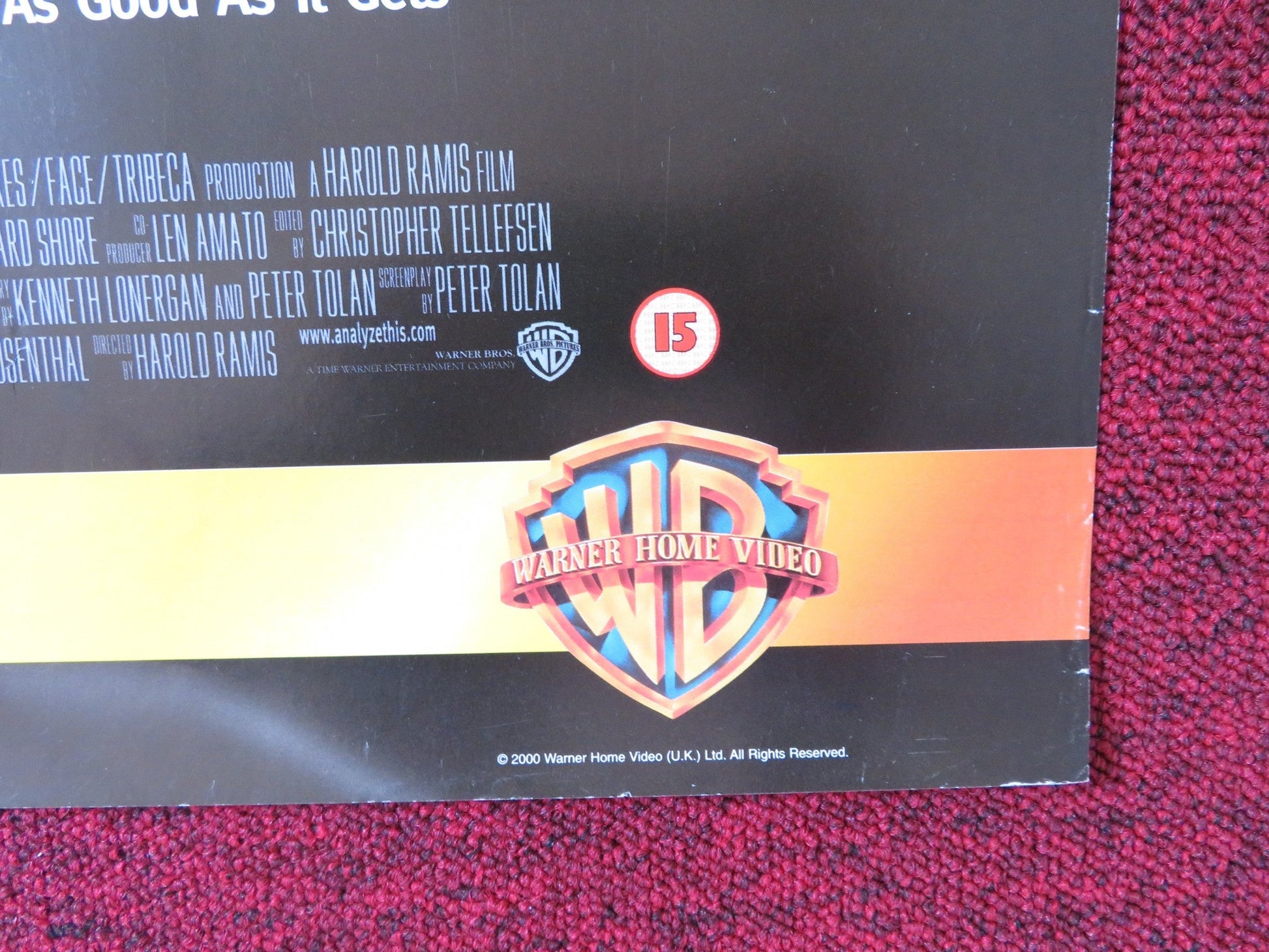 ANALYSE THIS VHS VIDEO POSTER ROBERT DE NIRO BILLY CRYSTAL 1999 Rendezvous Cinema Movie posters