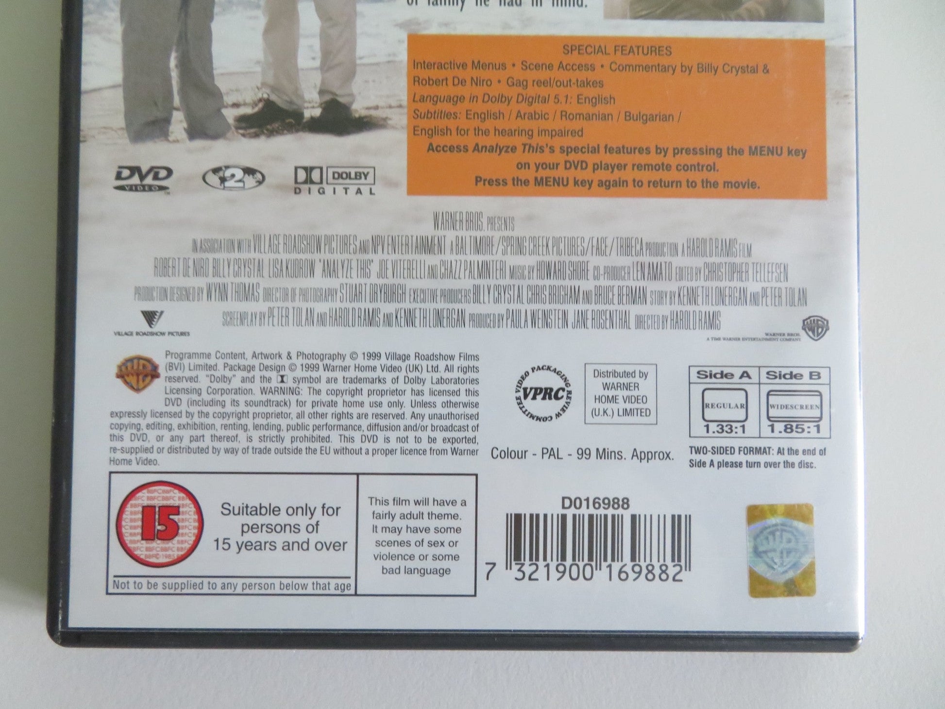 ANALYZE THIS (DVD) ROBERT DE NIRO BILLY CRYSTAL 1999 REGION 2 Movie posters
