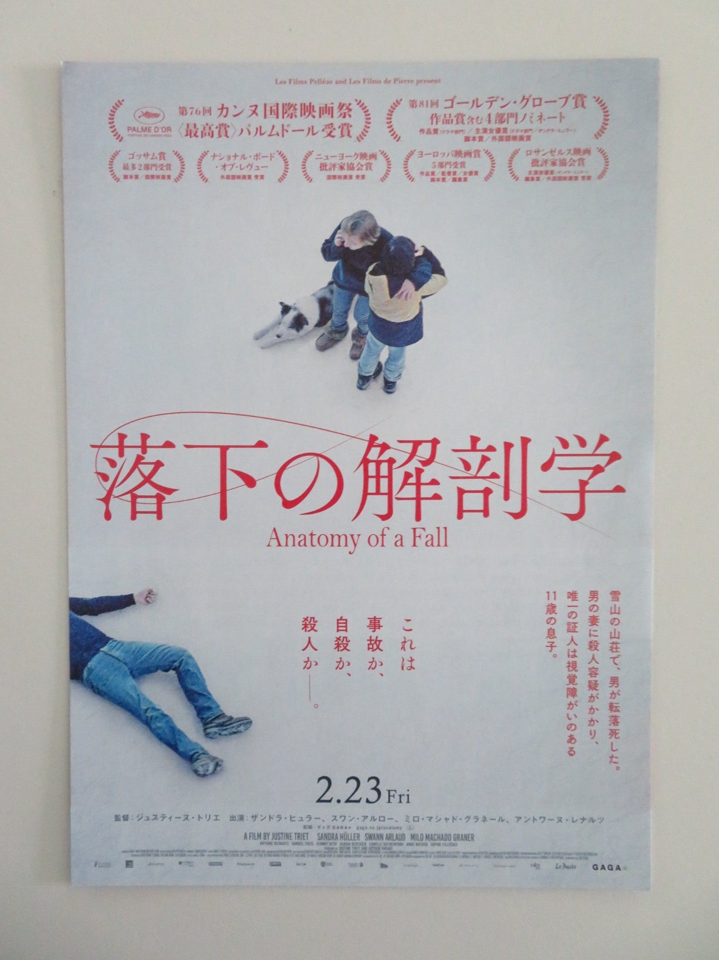 Anatomy of a Fall Japanese Chirashi (B5) Poster Sandra Hüller Swann Arlaud 2023 Movie posters
