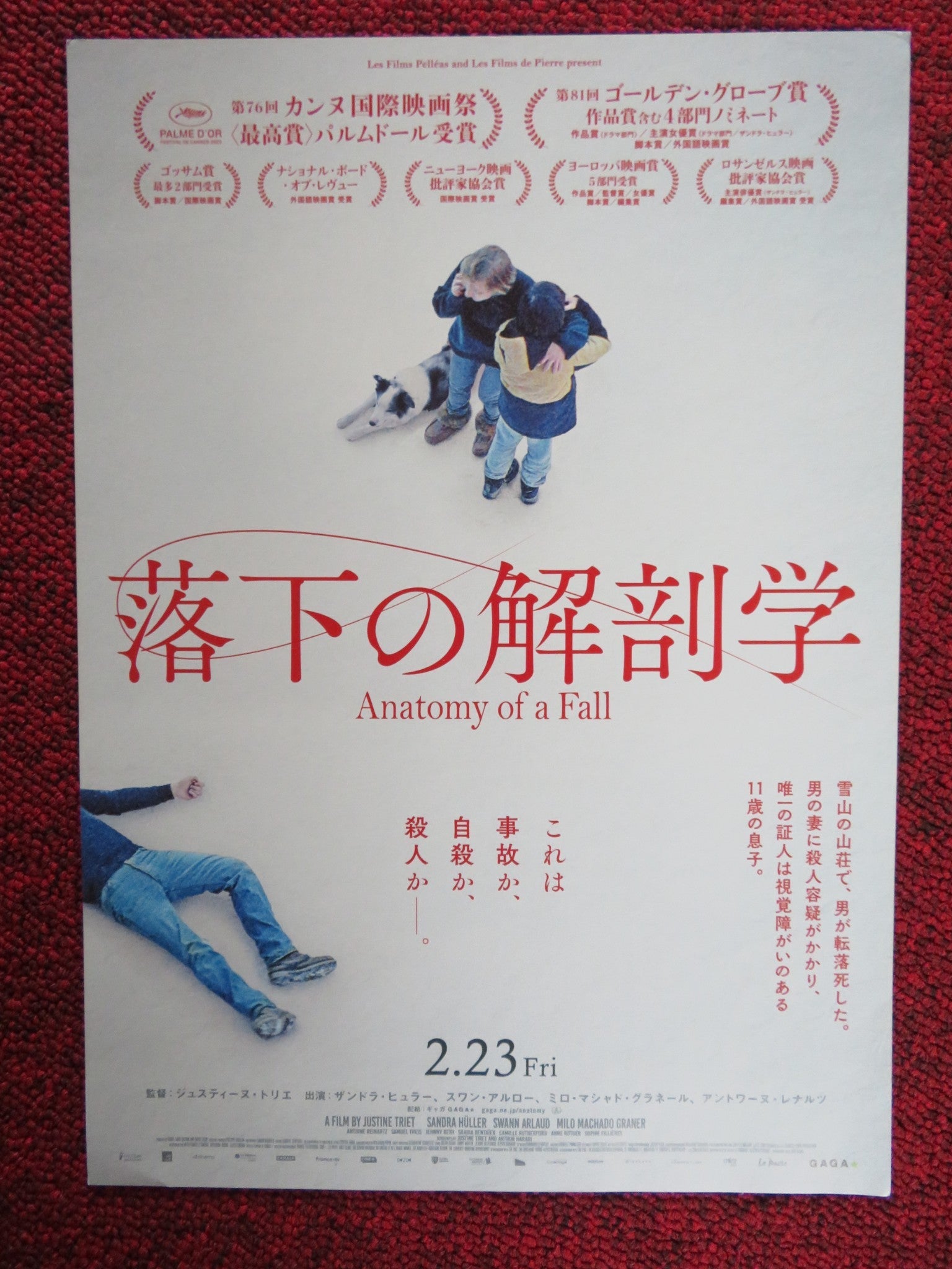 ANATOMY OF A FALL JAPANESE CHIRASHI (B5) POSTER SANDRA HULLER SWANN ARLAUD 2023 Rendezvous Cinema Movie posters