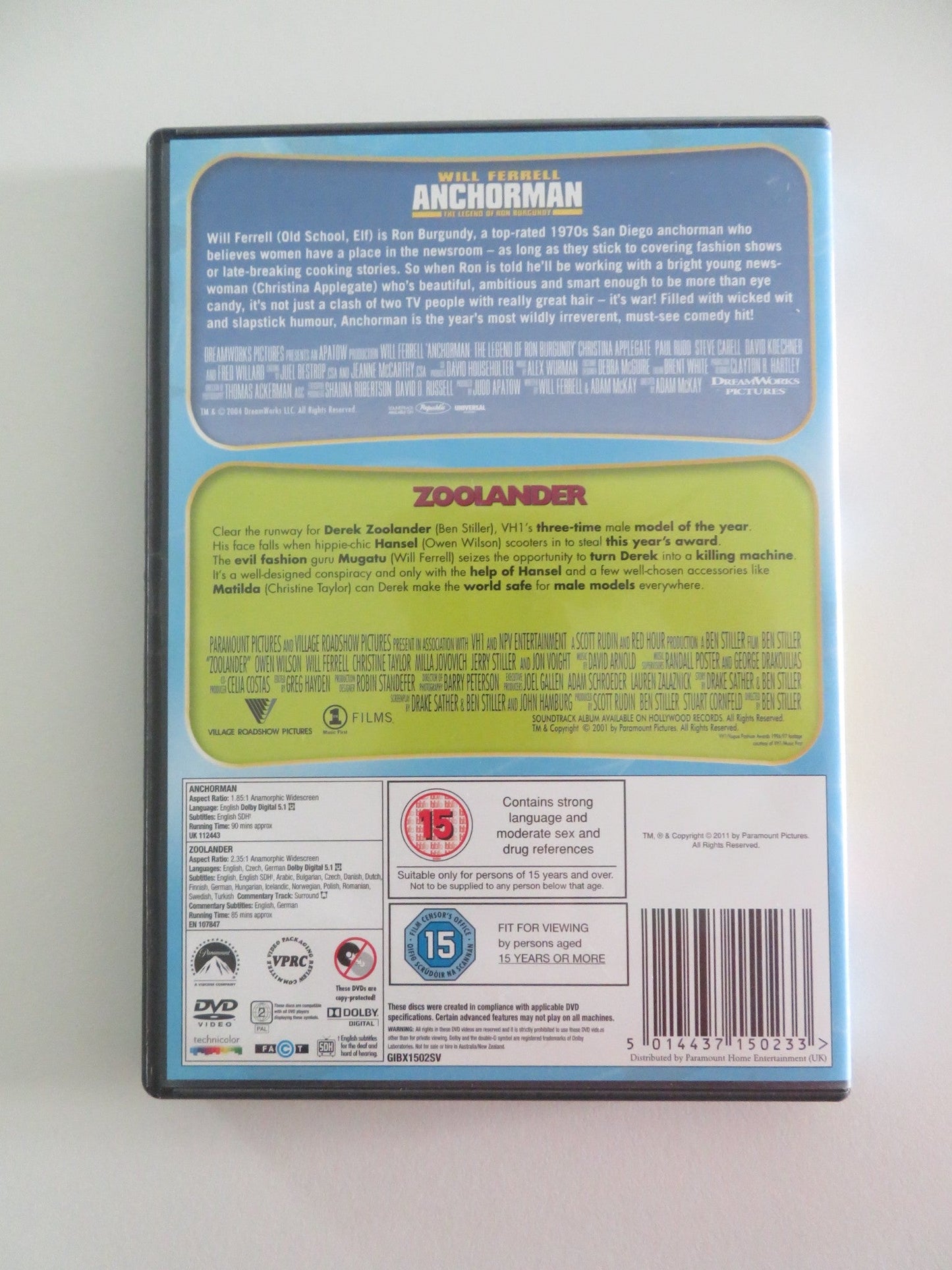ANCHORMAN / ZOOLANDER - DOUBLE MOVIE COLLECTION (DVD) W.FERREL 2004 REGION 2 Movie posters