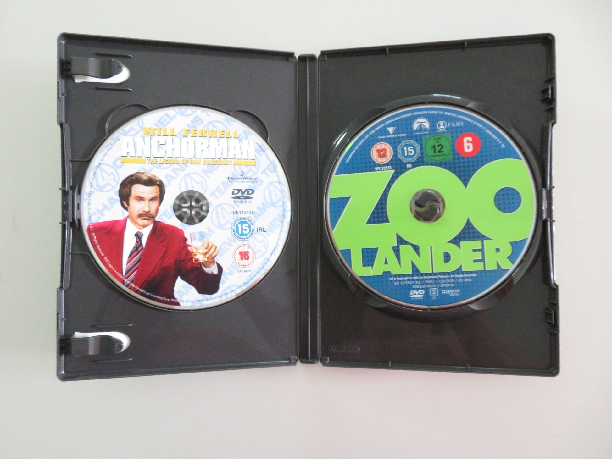 ANCHORMAN / ZOOLANDER - DOUBLE MOVIE COLLECTION (DVD) W.FERREL 2004 REGION 2 Movie posters