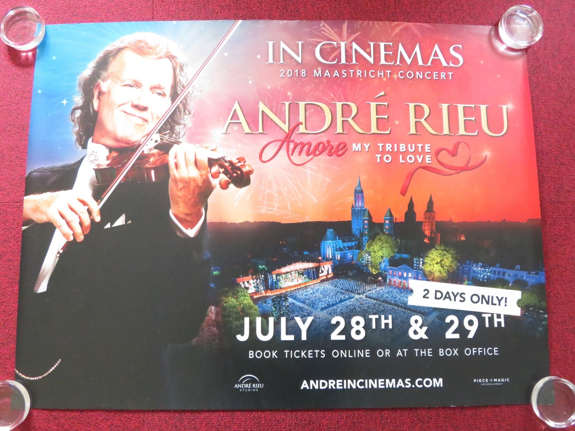 ANDRE RIEU AMORE MY TRIBUTE TO LOVE UK QUAD ROLLED POSTER MAASTRICT CONCERT 2018 Rendezvous Cinema Movie posters