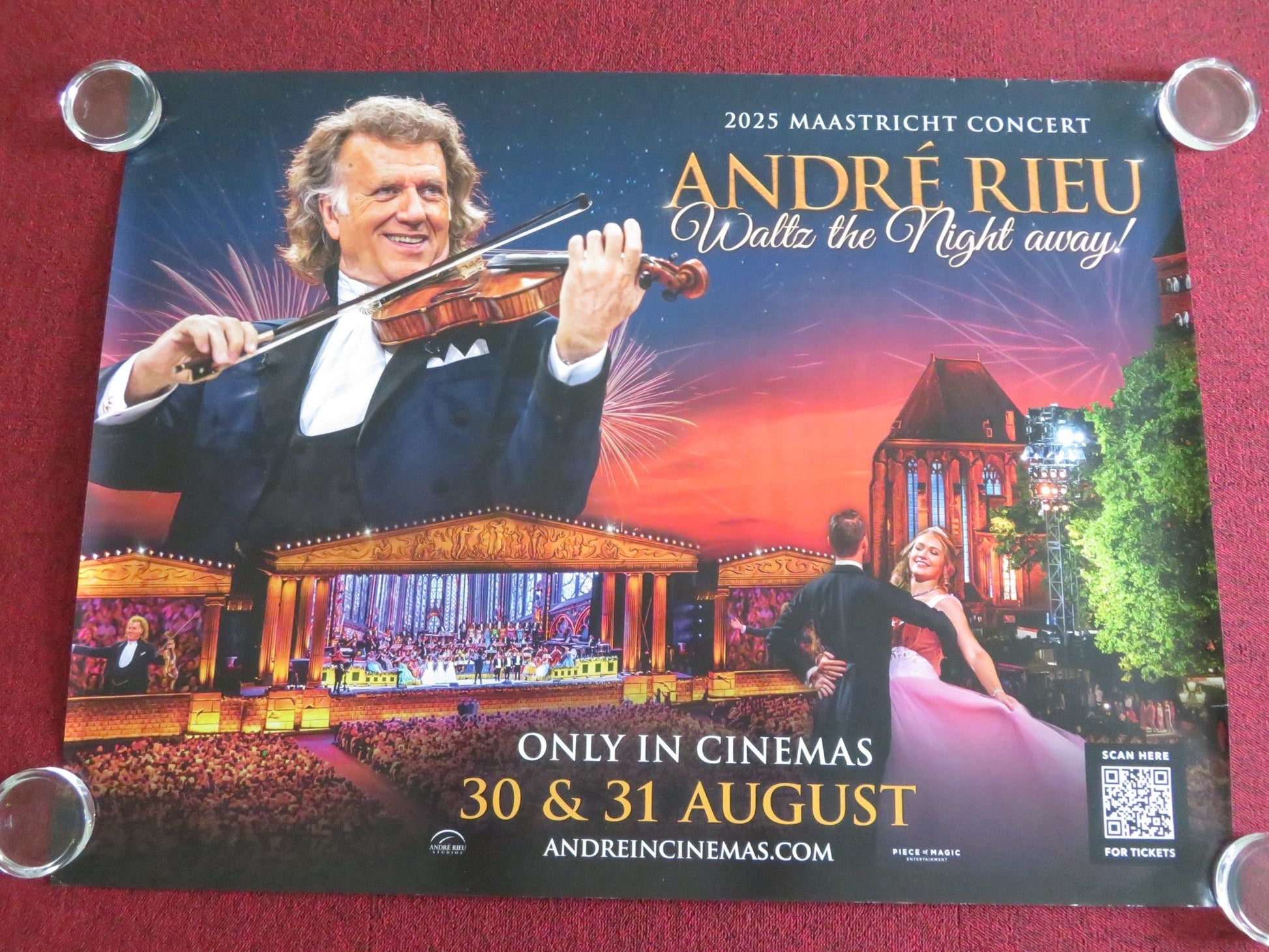 ANDRE RIEU'S 2025 MASSTRICHT CONCERT:WALTZ THE NIGHT AWAY UK QUAD ROLLED POSTER Movie posters