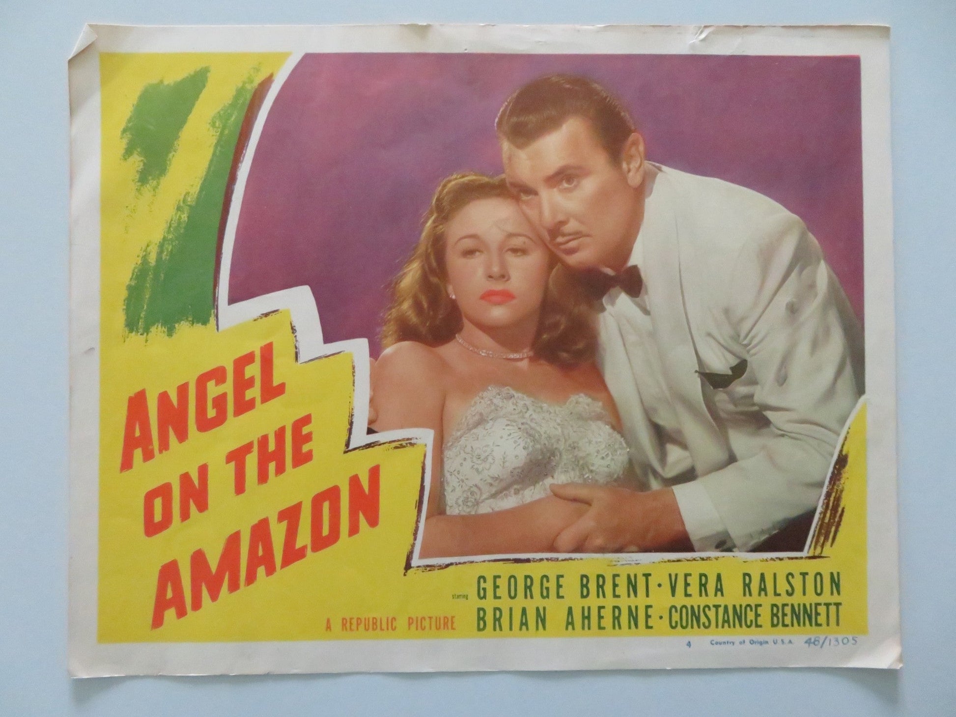 ANGEL ON THE AMAZON - #4 US LOBBY CARD GEORGE BRENT VERA RALSTON 1948 Rendezvous Cinema Movie posters