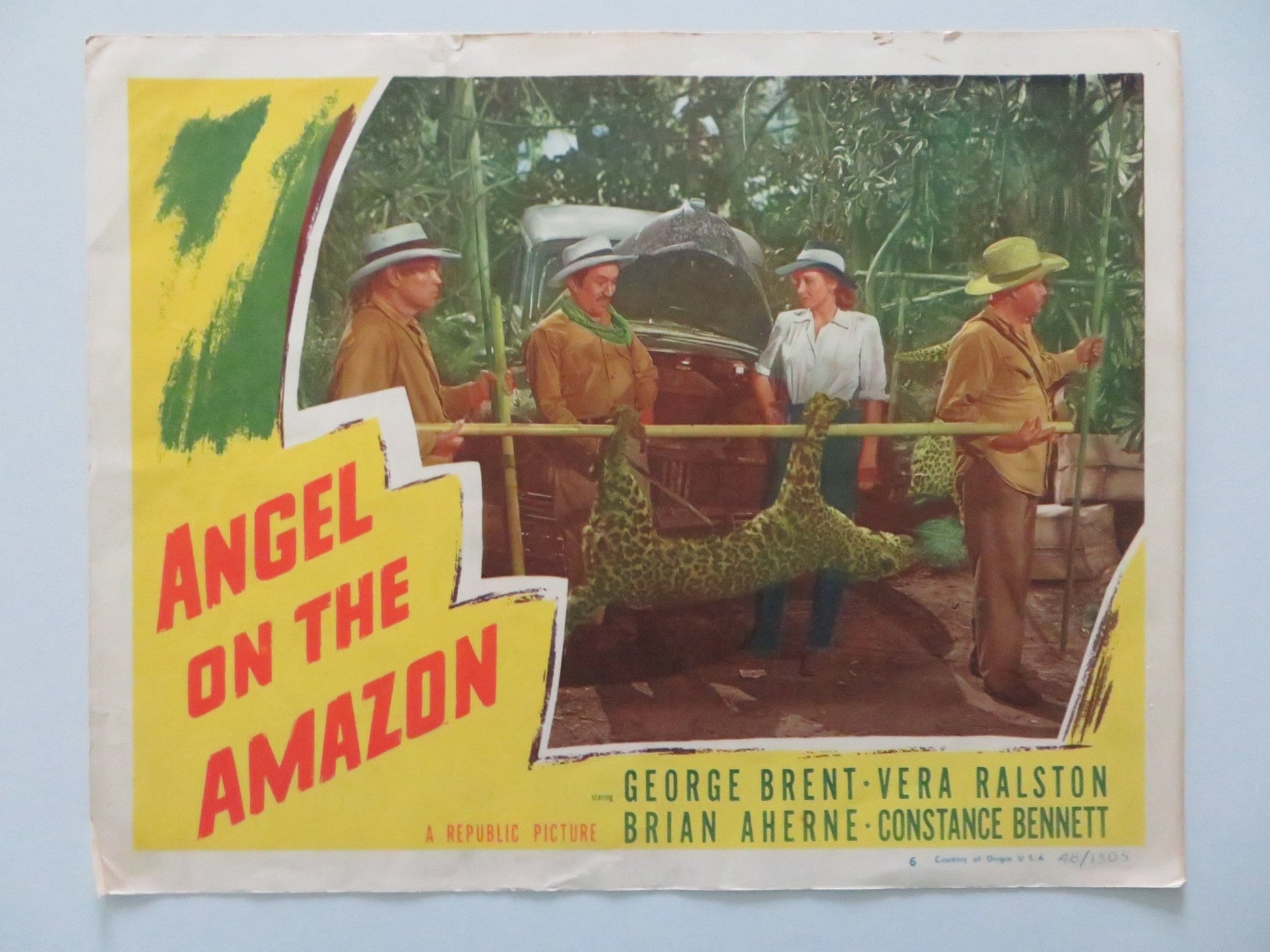 ANGEL ON THE AMAZON - #6 LOBBY CARD GEORGE BRENT VERA RALSTON 1948 Rendezvous Cinema Movie posters