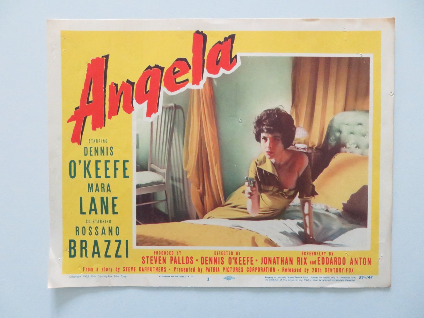 ANGELA - #2 US LOBBY CARD DENNIS O'KEEFE MARA LANE 1955 Rendezvous Cinema Movie posters