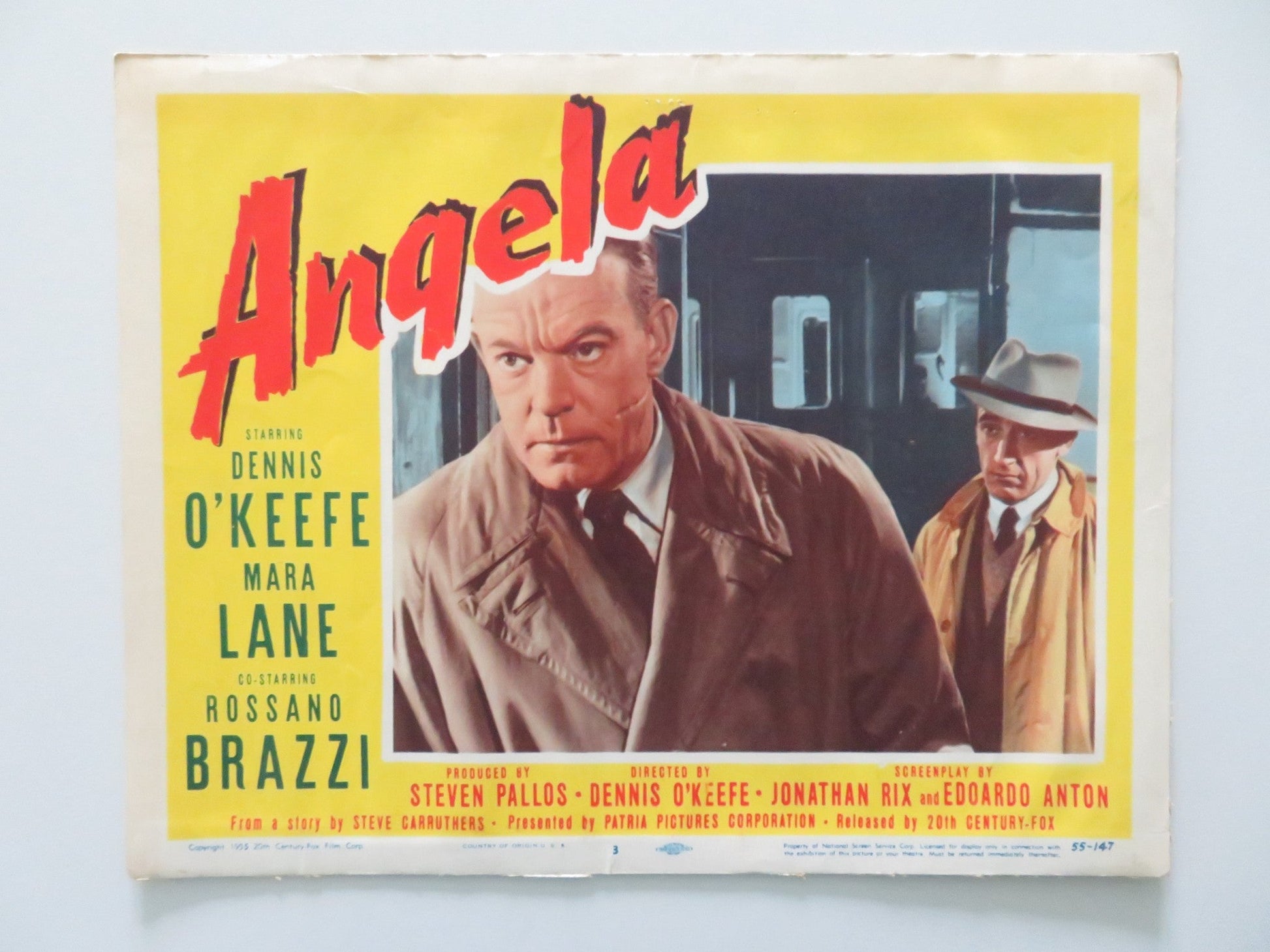 ANGELA - #3 US LOBBY CARD DENNIS O'KEEFE MARA LANE 1955 Rendezvous Cinema Movie posters