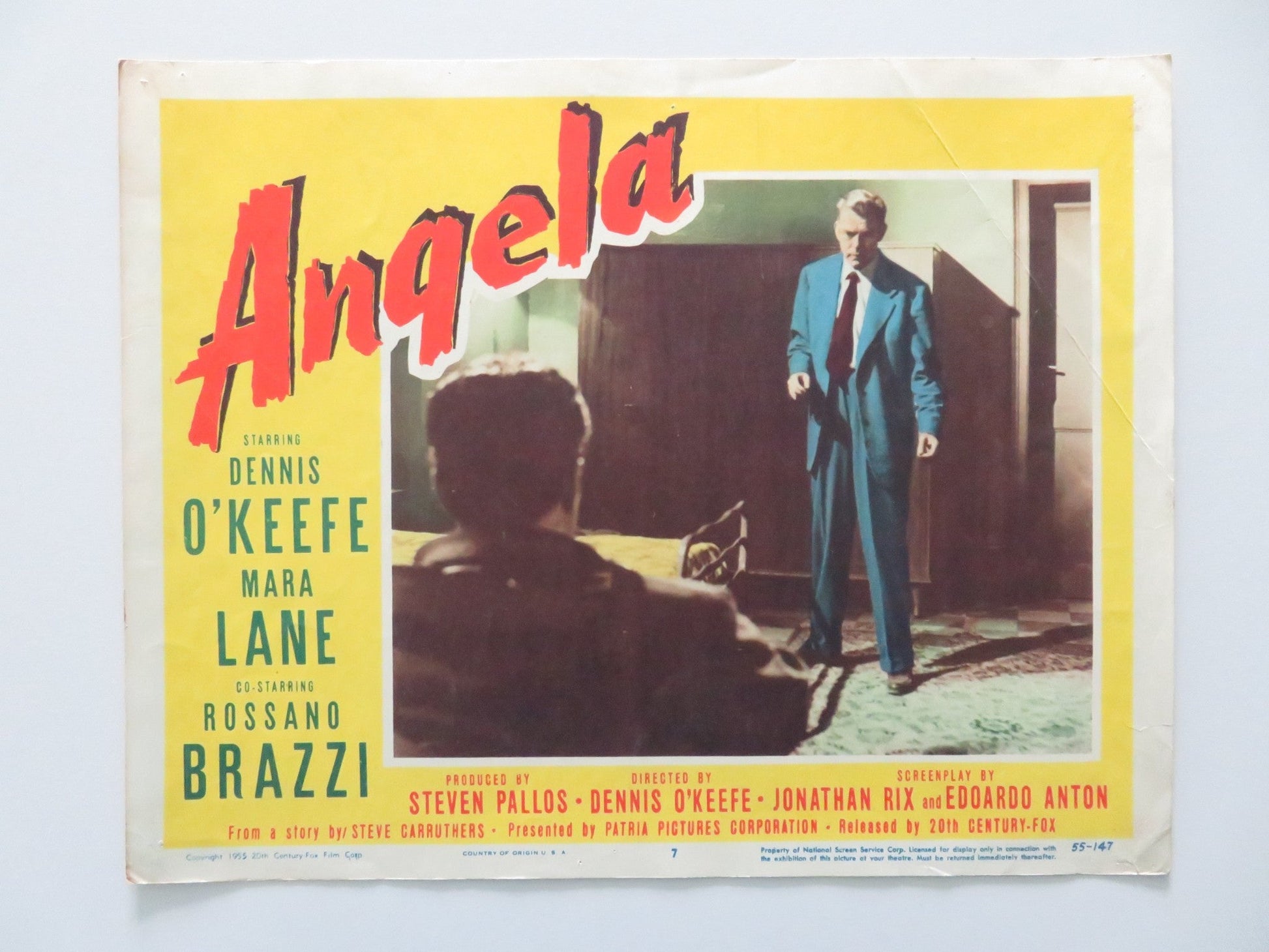 ANGELA - #7 US LOBBY CARD DENNIS O'KEEFE MARA LANE 1955 Rendezvous Cinema Movie posters
