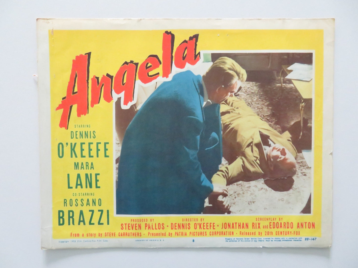 ANGELA - #8 US LOBBY CARD DENNIS O'KEEFE MARA LANE 1955 Rendezvous Cinema Movie posters