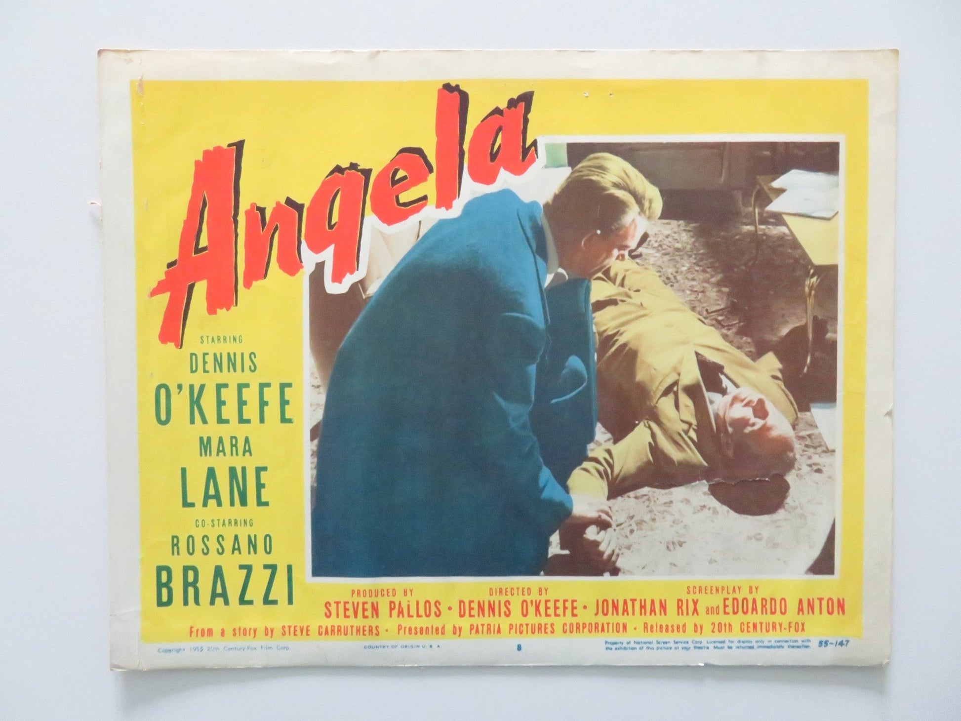 ANGELA - #8 US LOBBY CARD DENNIS O'KEEFE MARA LANE 1955 Rendezvous Cinema Movie posters