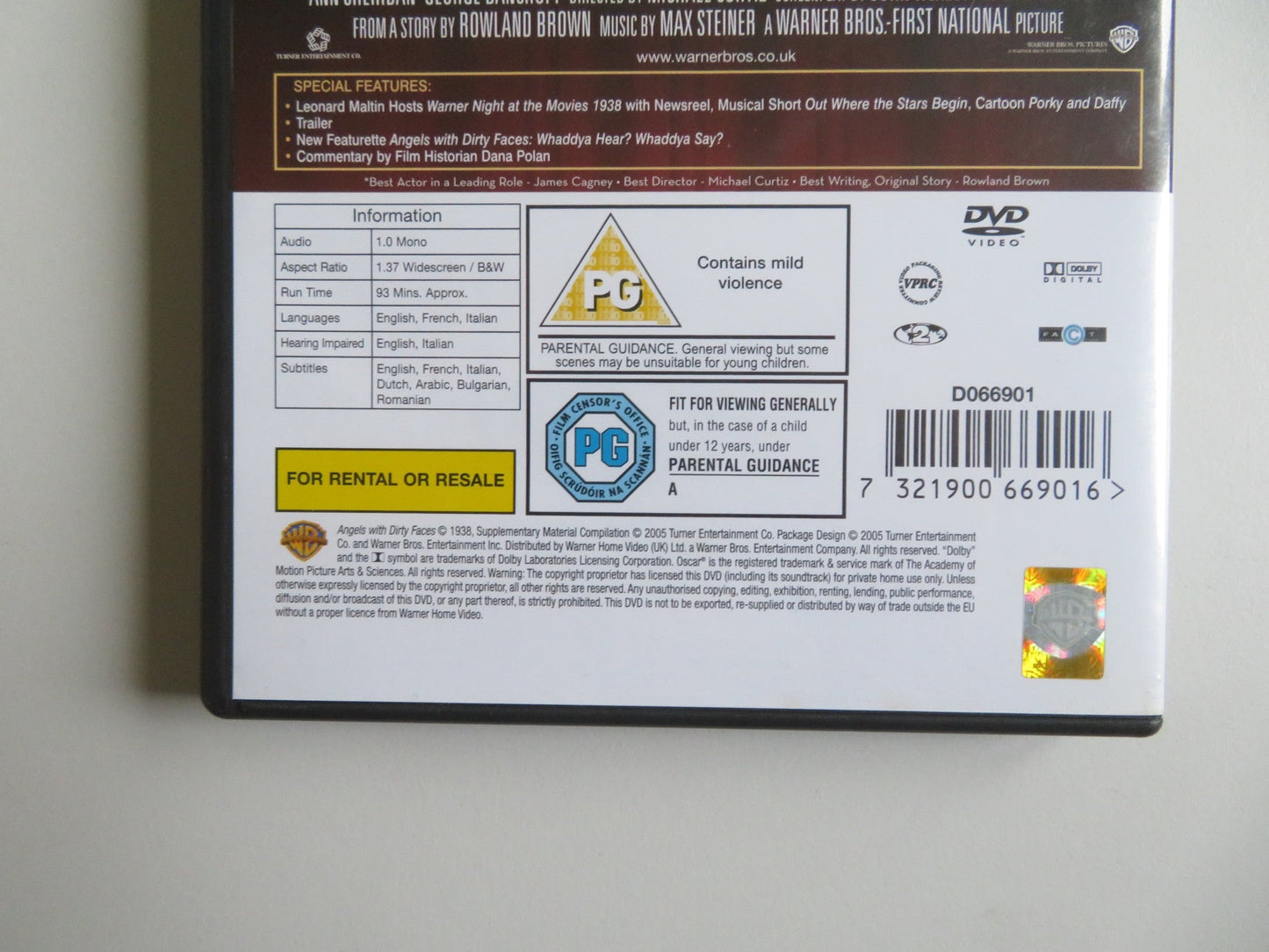 ANGELS WITH DIRTY FACES (DVD) JAMES CAGNEY PAT O'BRIEN BOGART 1938 REGION 2 Movie posters