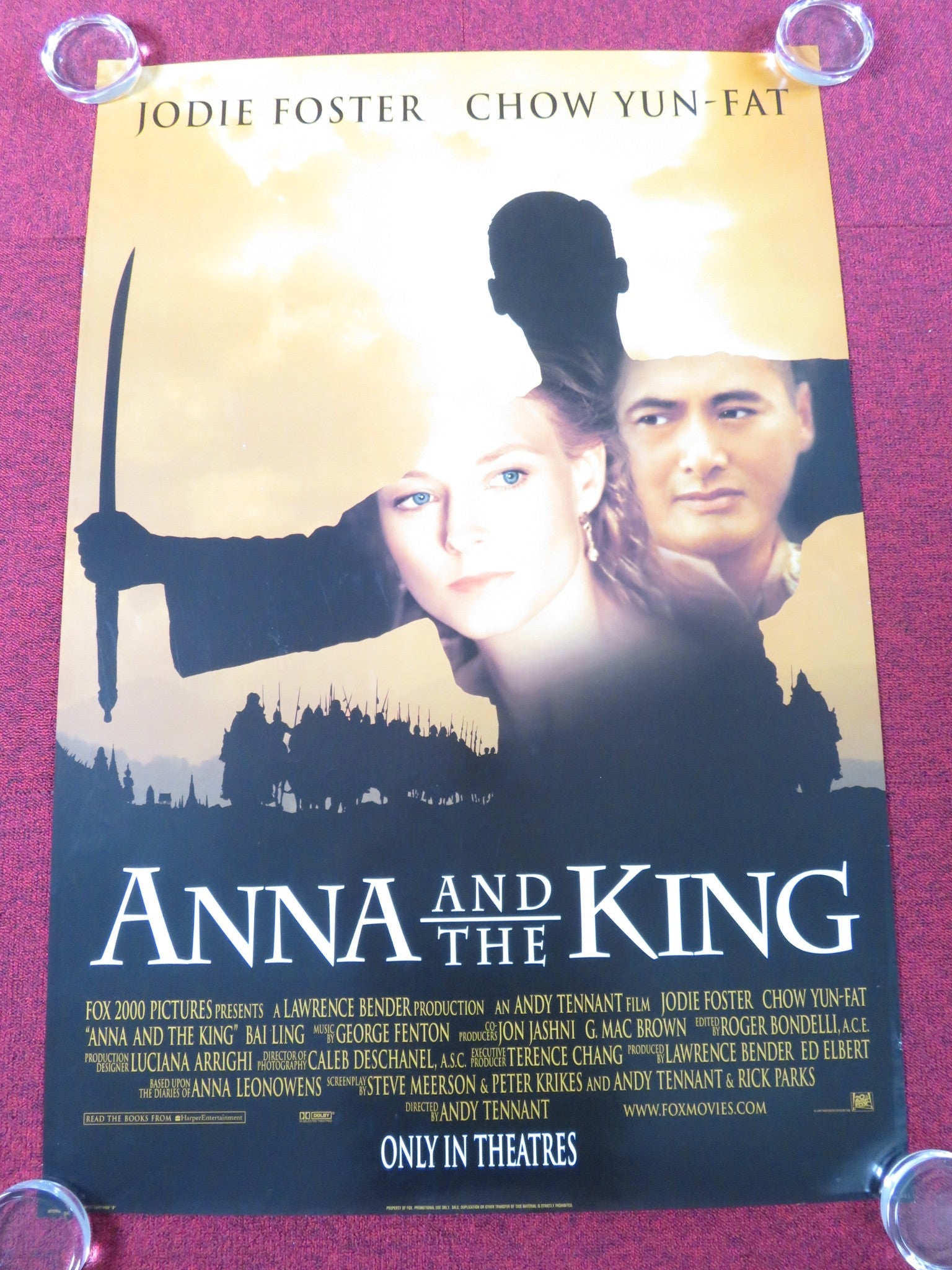 ANNA AND THE KING US ONE SHEET ROLLED POSTER JODIE FOSTER CHOW YUN - FAT 1999 Rendezvous Cinema Movie posters