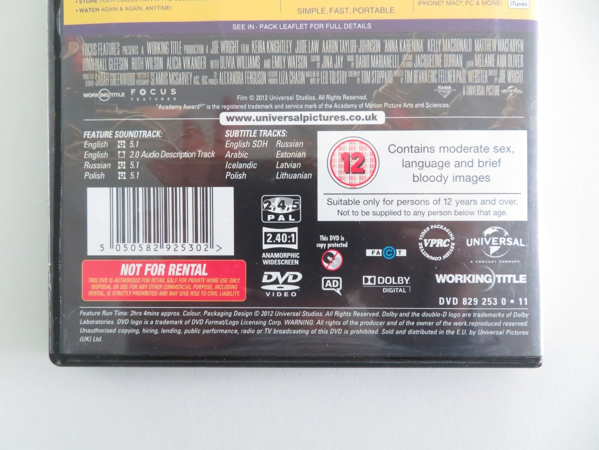 ANNA KARENINA - B (DVD) KEIRA KNIGHTLEY JUDE LAW 2012 REGION 2, 4, 5 Movie posters