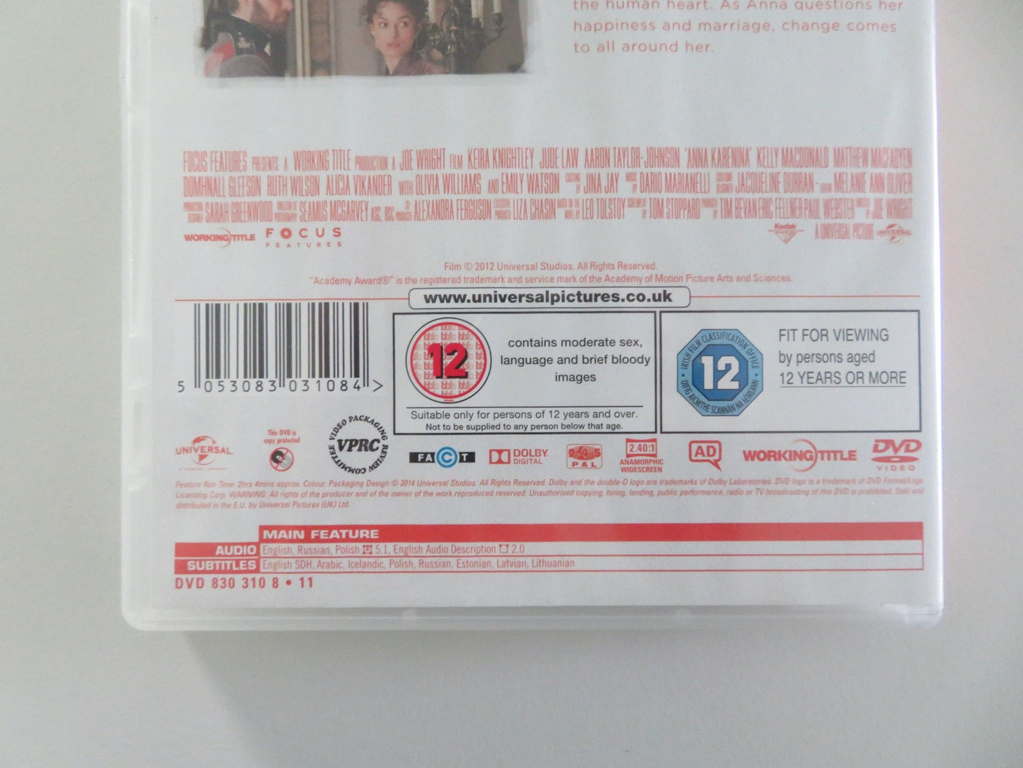 ANNA KARENINA (DVD) KEIRA KNIGHTLEY JUDE LAW 2012 REGION 2,4,5 Movie posters