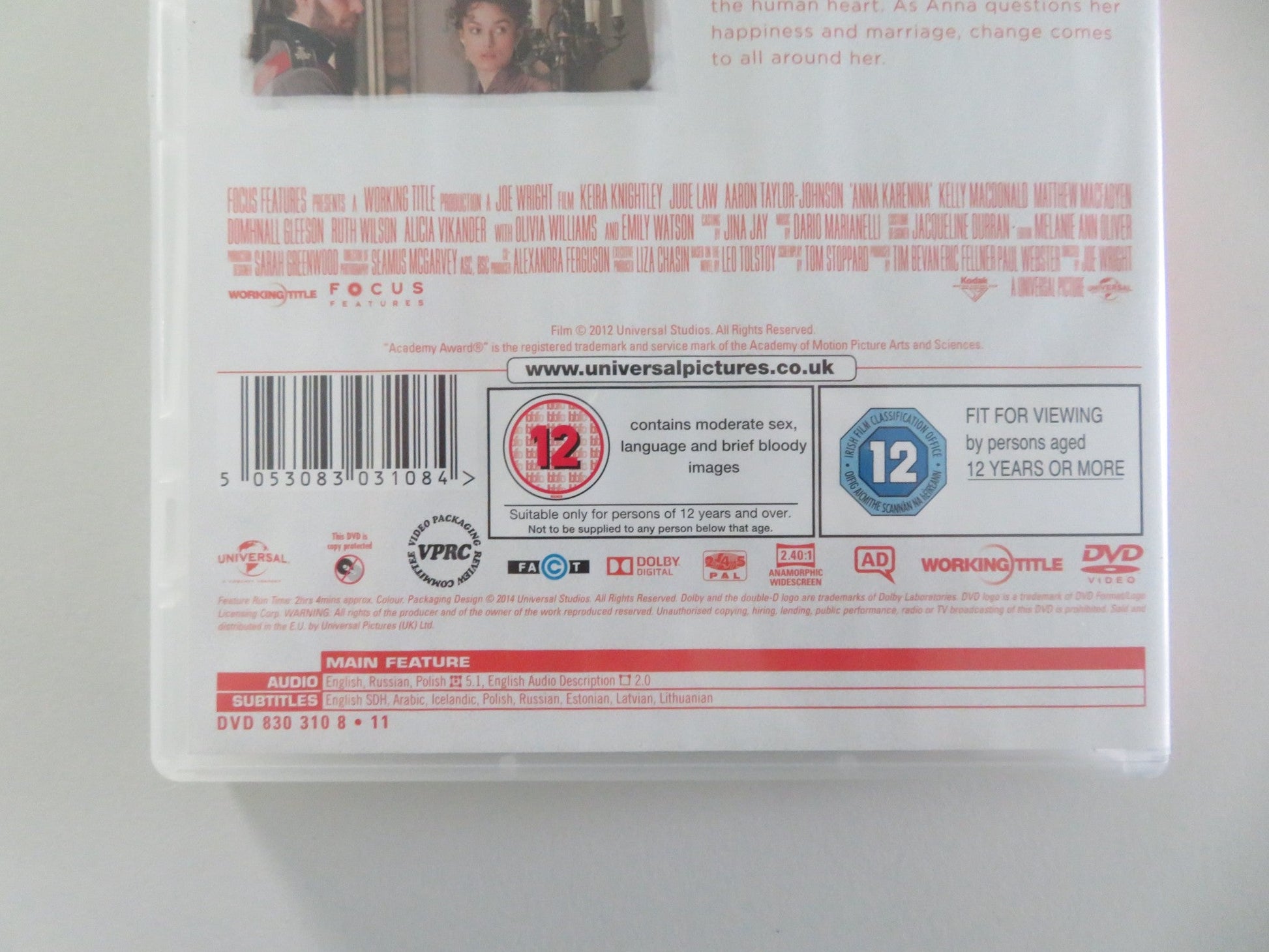 ANNA KARENINA (DVD) KEIRA KNIGHTLEY JUDE LAW 2012 REGION 2,4,5 Movie posters