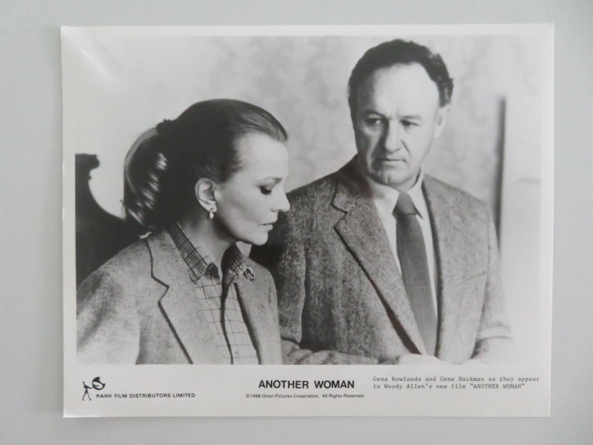 ANOTHER WOMAN MOVIE STILL PHOTO LOT OF 9 GENE HACKMAN GENA ROWLANDS 1988 - Rendezvous Cinema
