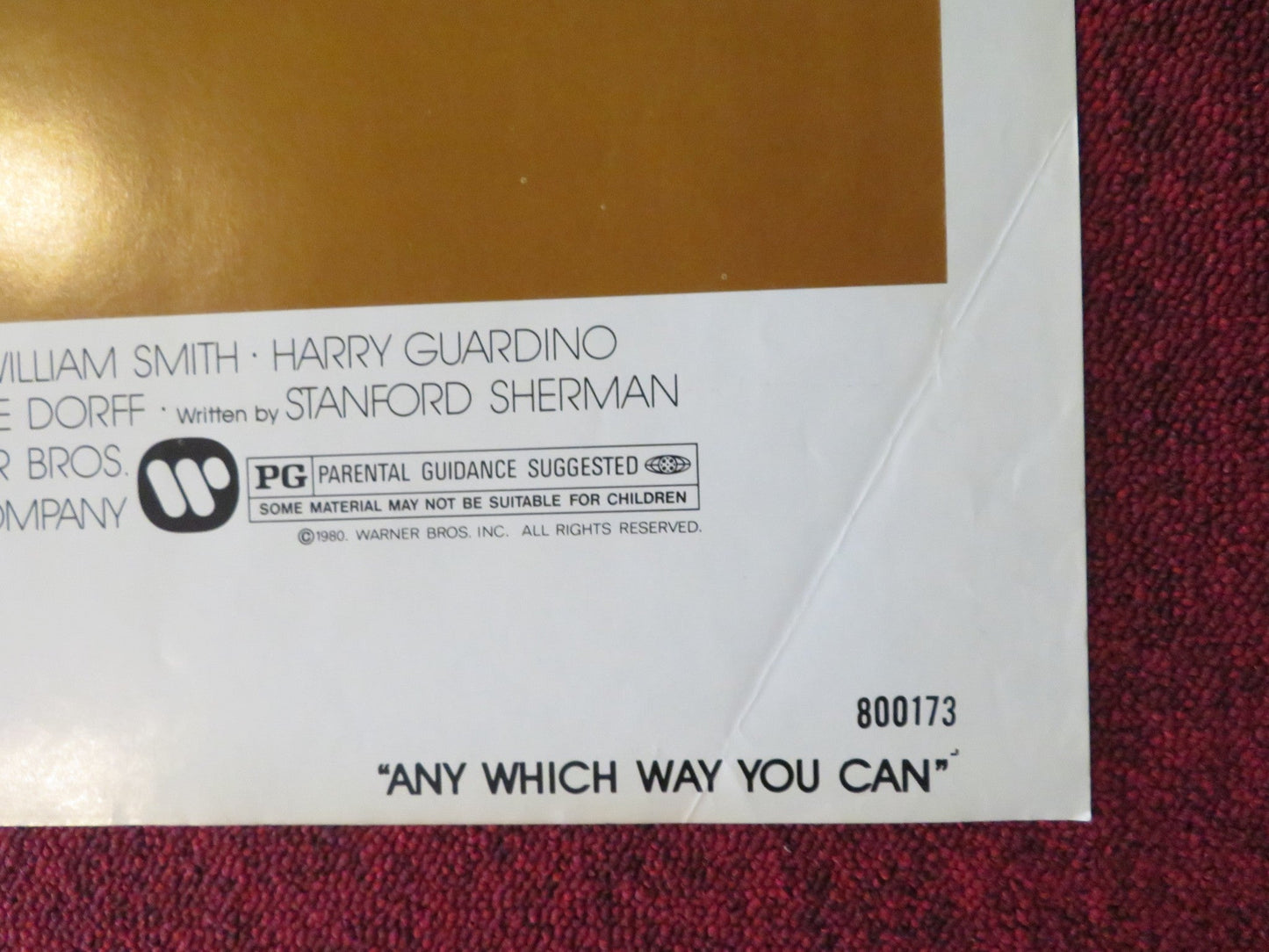 ANY WHICH WAY YOU CAN FOLDED US ONE SHEET POSTER CLINT EASTWOOD S. LOCKE 1980 Rendezvous Cinema Movie posters