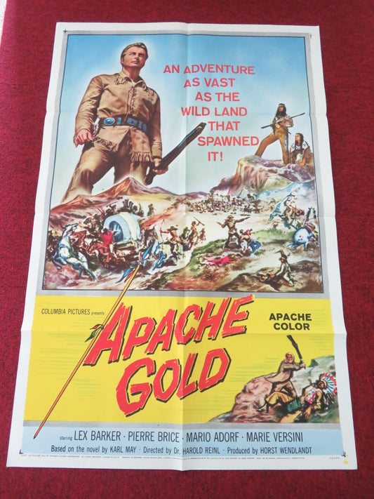 APACHE GOLD FOLDED US ONE SHEET POSTER LEX BARKER PIERRE BRICE 1965 Movie posters