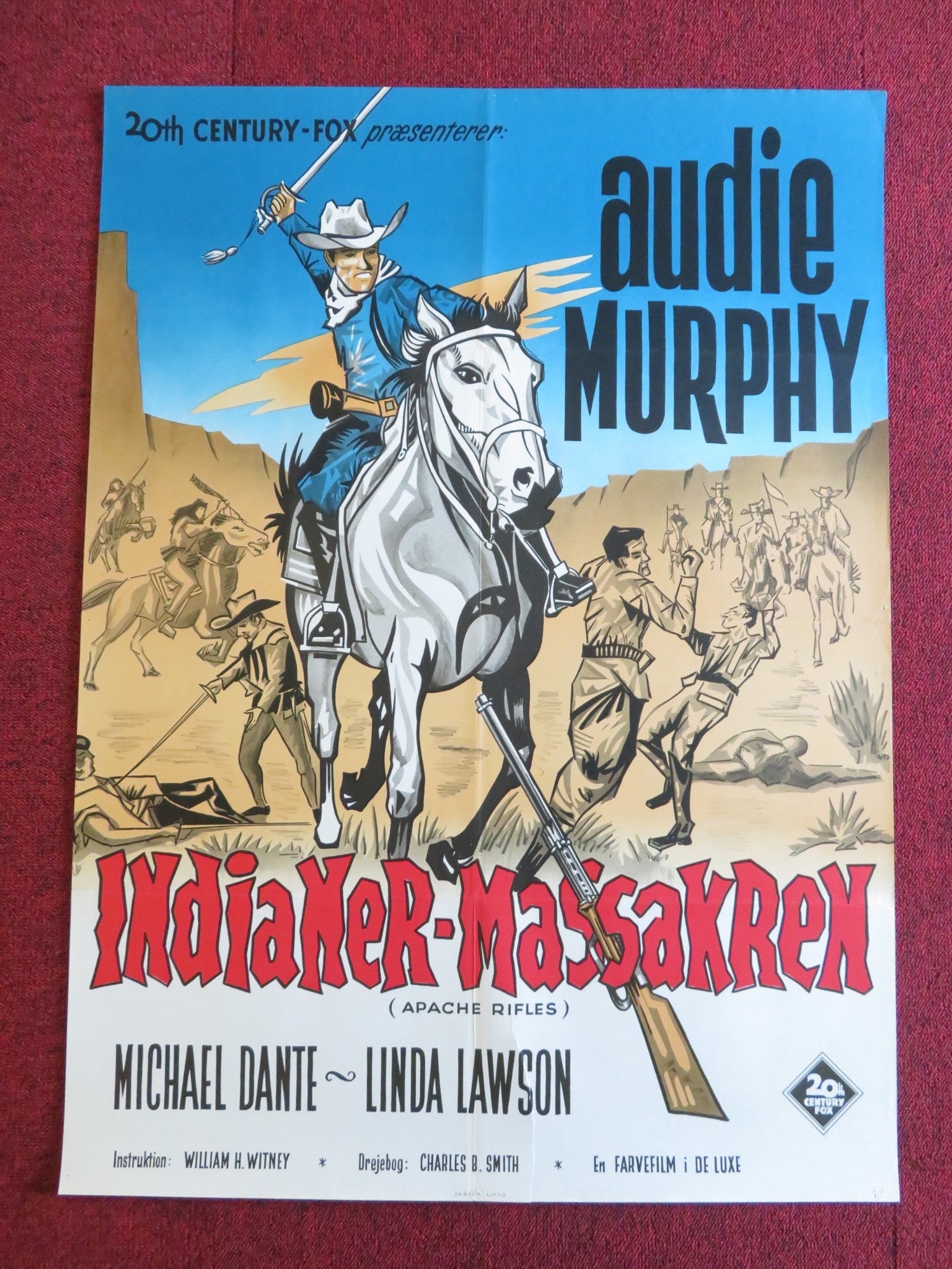 APACHE RIFLES DANISH POSTER ROLLED AUDIE MURPHY MICHAEL DANTE 1965 Rendezvous Cinema Movie posters