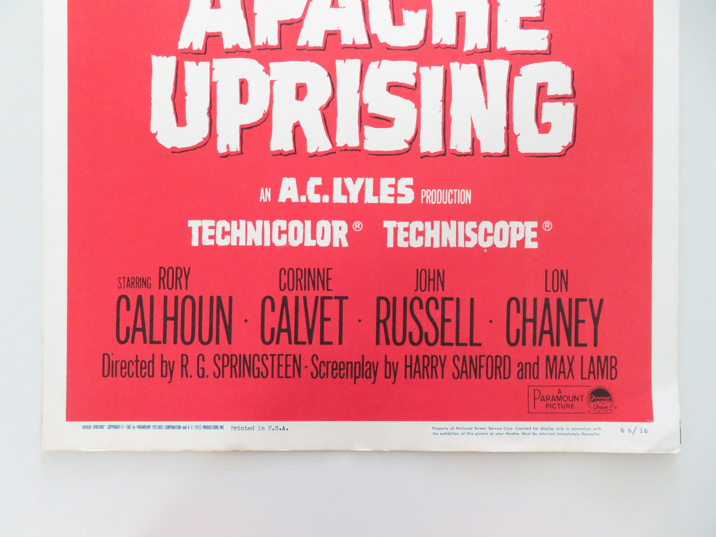 Apache Uprising US Insert Poster Rory Calhoun Corinne Calvet 1966 Movie posters