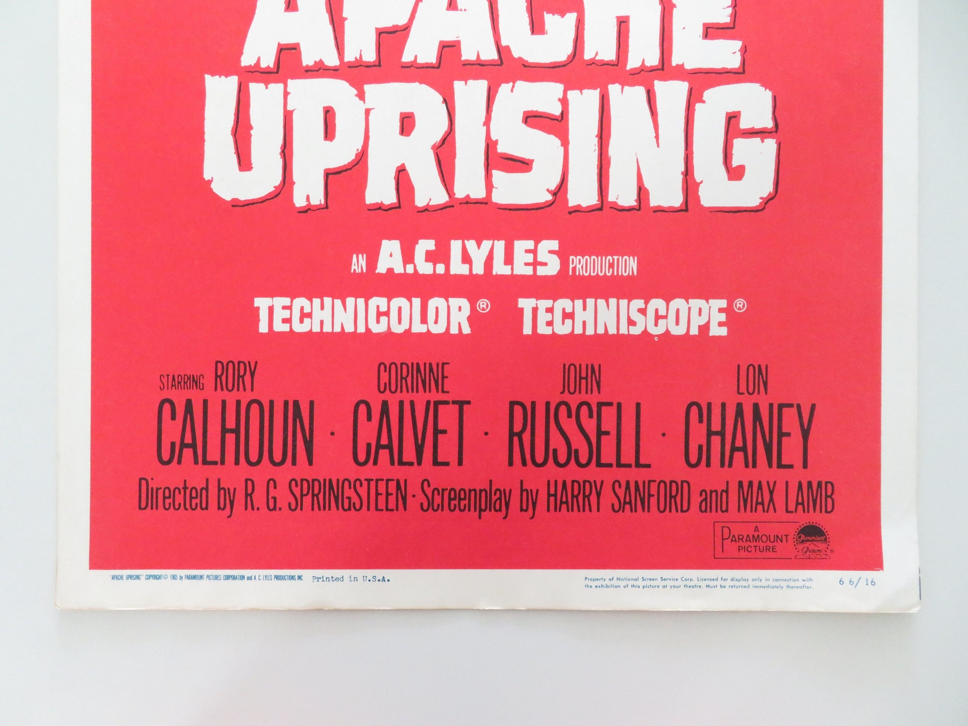 Apache Uprising US Insert Poster Rory Calhoun Corinne Calvet 1966 Movie posters