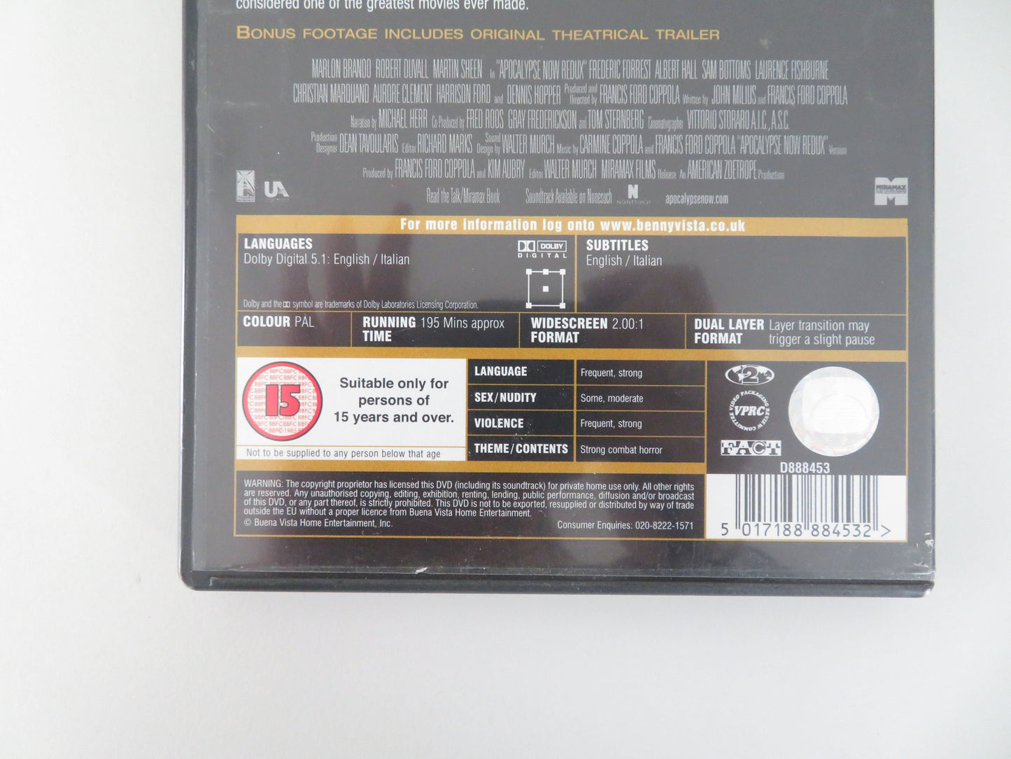 Apocalypse Now Redux (DVD) Martin Sheen Marlon Brando 1979 Region 2 Movie posters