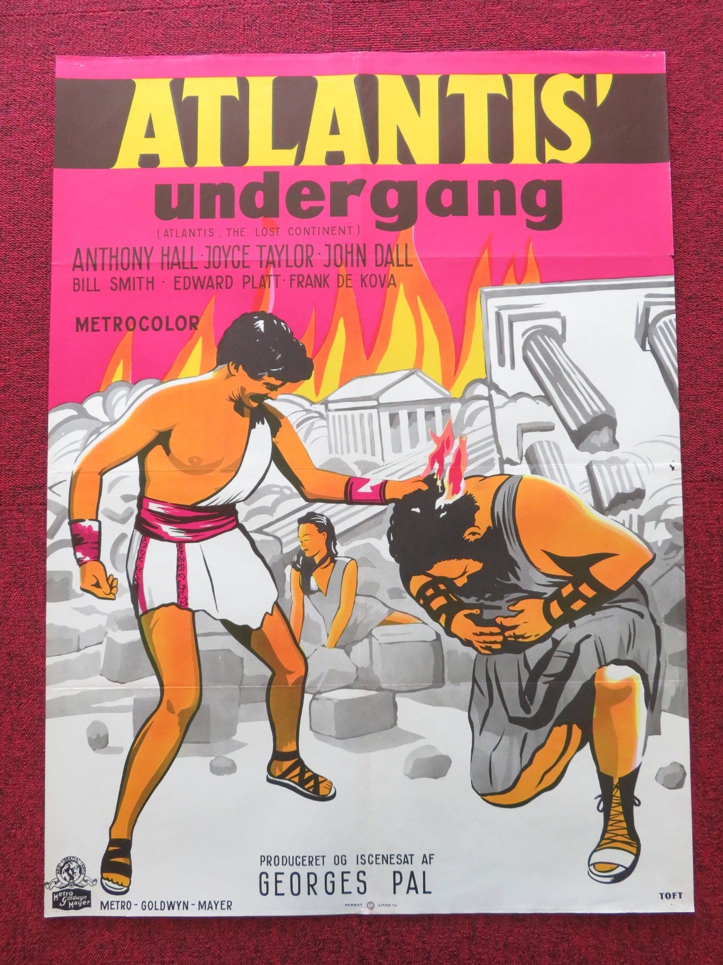 ATLANTIS: THE LOST CONTINENT DANISH POSTER ROLLED ANTHONY HALL JOYCE TAYLOR 1963 Rendezvous Cinema Movie posters