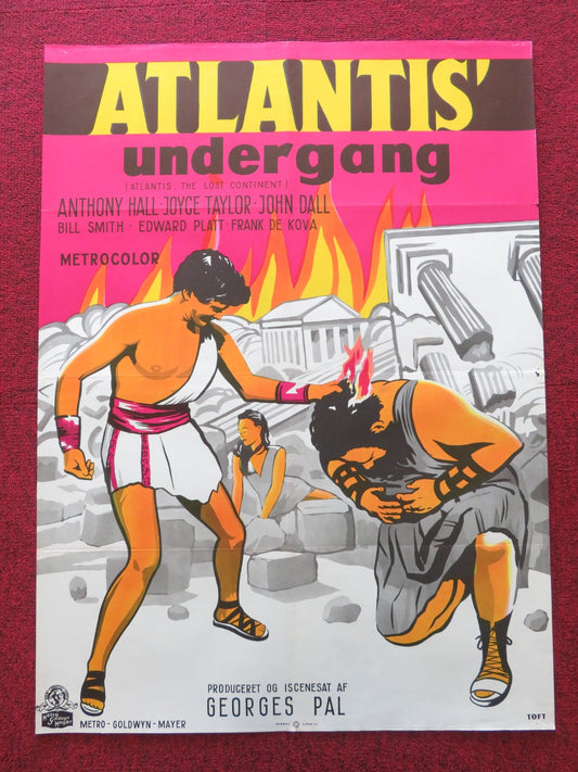 ATLANTIS: THE LOST CONTINENT DANISH POSTER ROLLED ANTHONY HALL JOYCE TAYLOR 1963 Rendezvous Cinema Movie posters