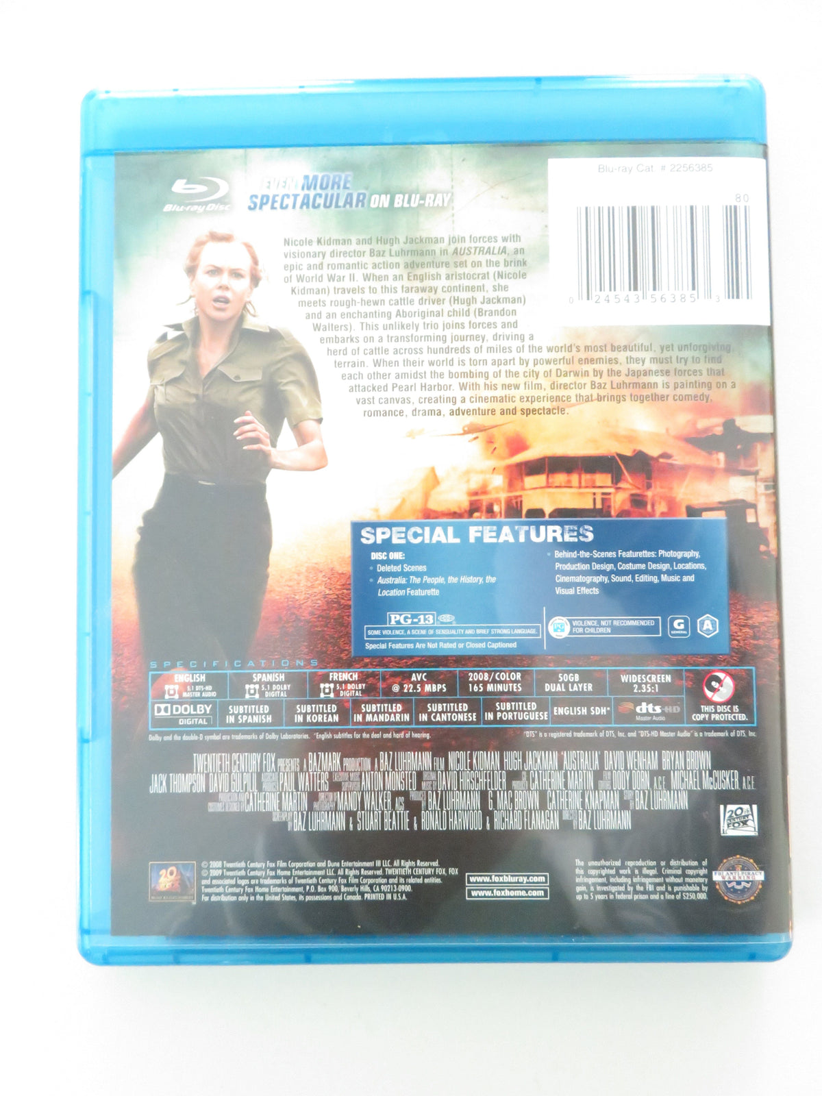 Australia (BLU-RAY) Nicole Kidman Hugh Jackman Shea Adams 2008 Region A Movie posters