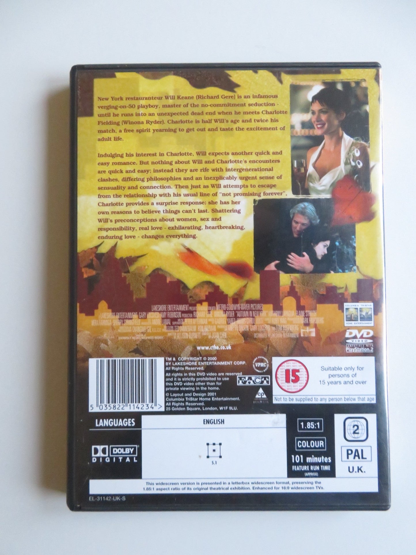 AUTUMN IN NEW YORK (DVD) RICHARD GERE WINONA RYDER 2000 REGION 2 Movie posters