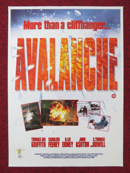 AVALANCHE VHS POSTER ROLLED THOMAS IAN GRIFFITH CAROLEEN FEENEY 1999 Rendezvous Cinema Movie posters