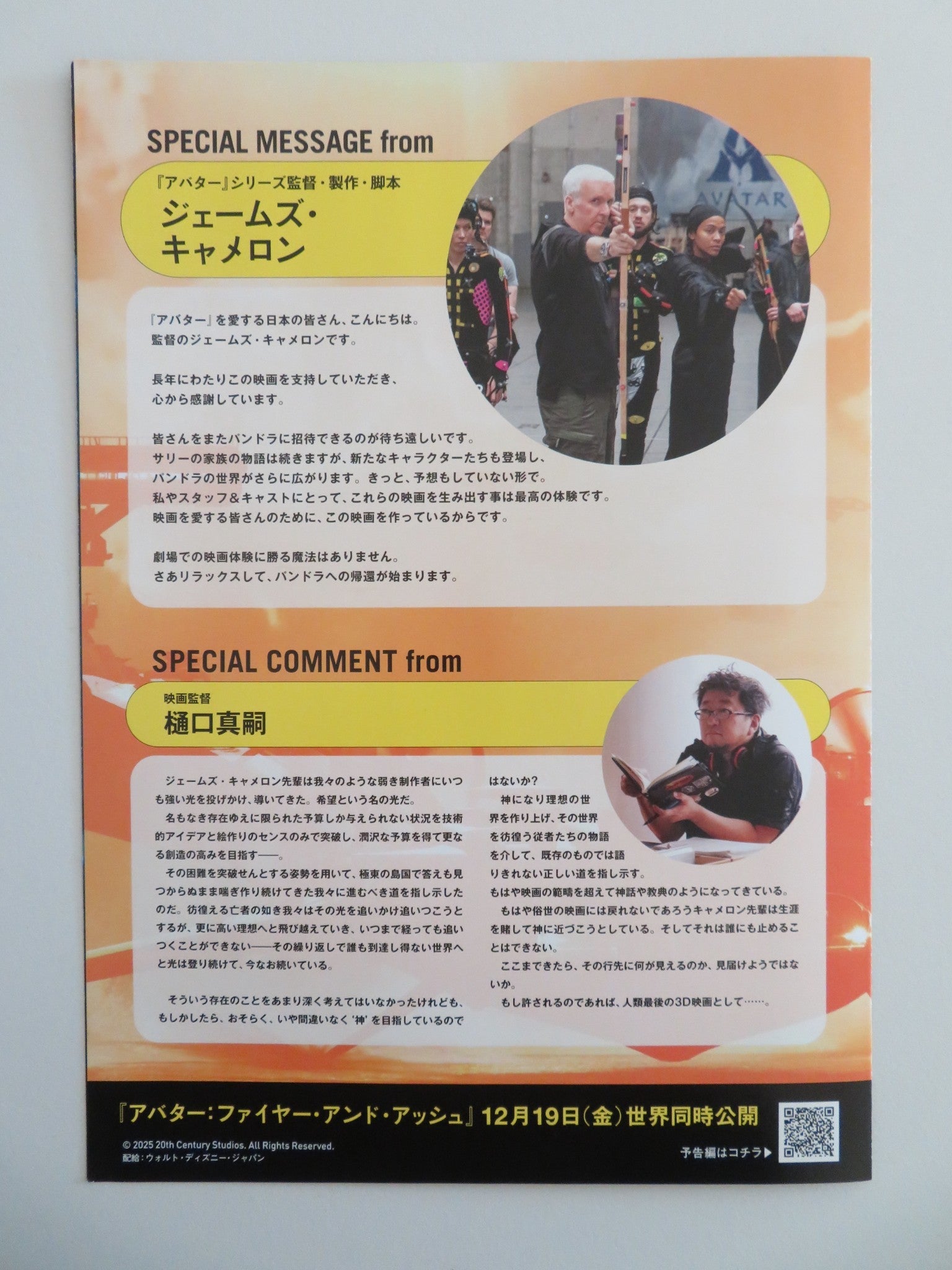 AVATAR: FIRE AND ASH - B JAPANESE CHIRASHI (B5) POSTER K. WINSLET 2025 - Rendezvous Cinema