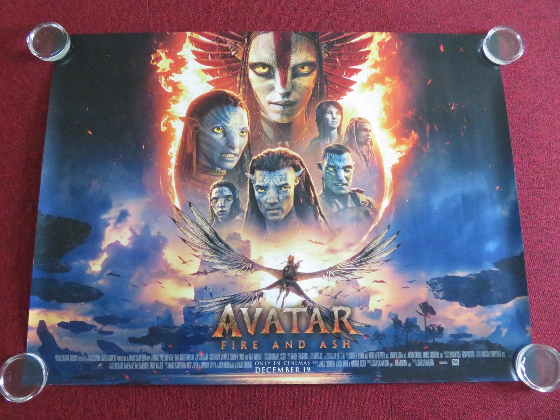 AVATAR: FIRE AND ASH UK QUAD ROLLED POSTER SAM WORTHINGTON ZOE SALDANA 2025 Movie posters