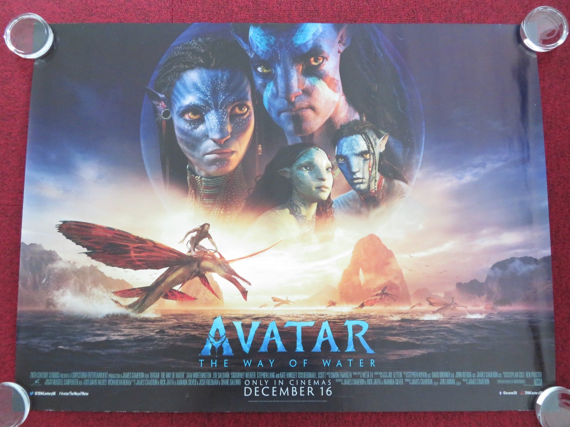 AVATAR: THE WAY OF WATER - A UK QUAD ROLLED POSTER SAM WORTHINGTON 2022 Movie posters