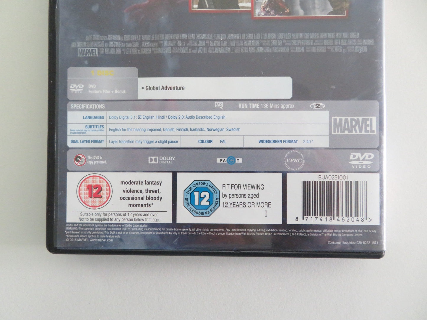 AVENGERS: AGE OF ULTRON (DVD) MARVEL ROBERT DOWNEY JR. HEMSWORTH 2015 REGION 2 Movie posters