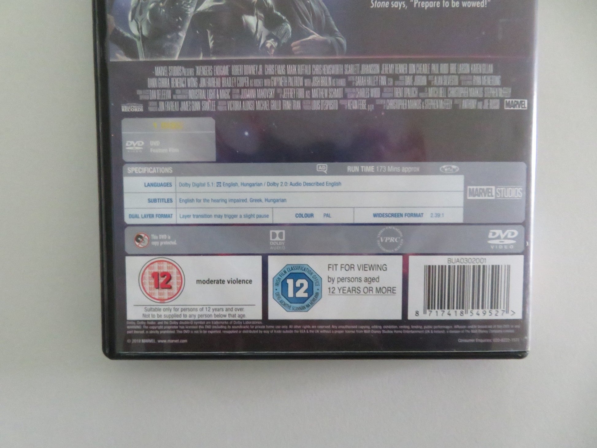AVENGERS: ENDGAME (DVD) ROBERT DOWNEY JR. CHRIS EVANS 2019 REGION 2 - Rendezvous Cinema