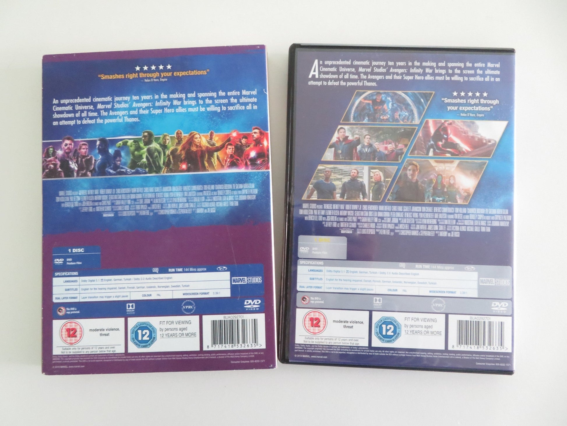 AVENGERS: INFINITY WAR (DVD) MARVEL ROBERT DOWNEY JR. HEMSWORTH 2018 REGION 2 Movie posters