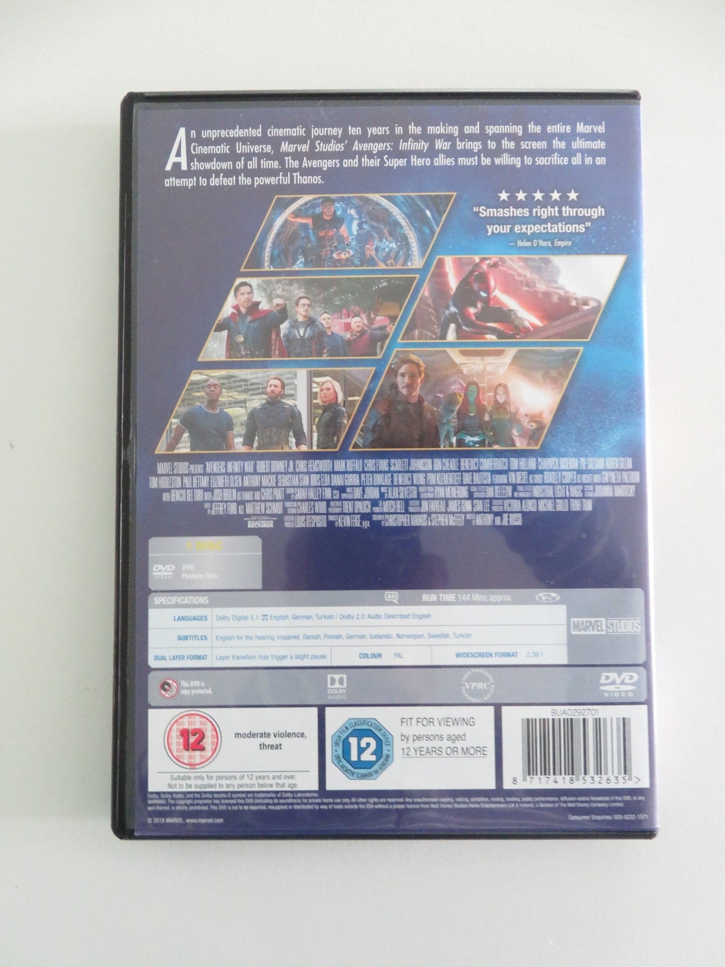 AVENGERS: INFINITY WAR (DVD) MARVEL ROBERT DOWNEY JR. HEMSWORTH 2018 REGION 2 Movie posters