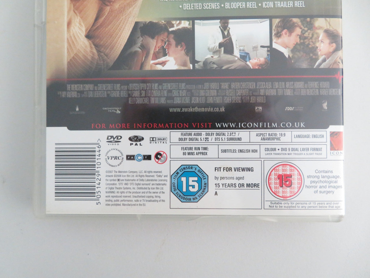 Awake (DVD) Hayden Christensen Jessica Alba 2007 Region 2 Movie posters