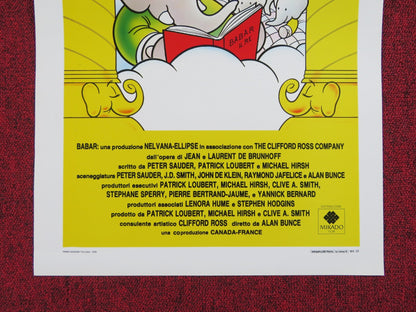 BABAR: THE MOVIE ITALIAN LOCANDINA POSTER GORDON PINSENT ELIZABETH HANNA 1990 Rendezvous Cinema Movie posters