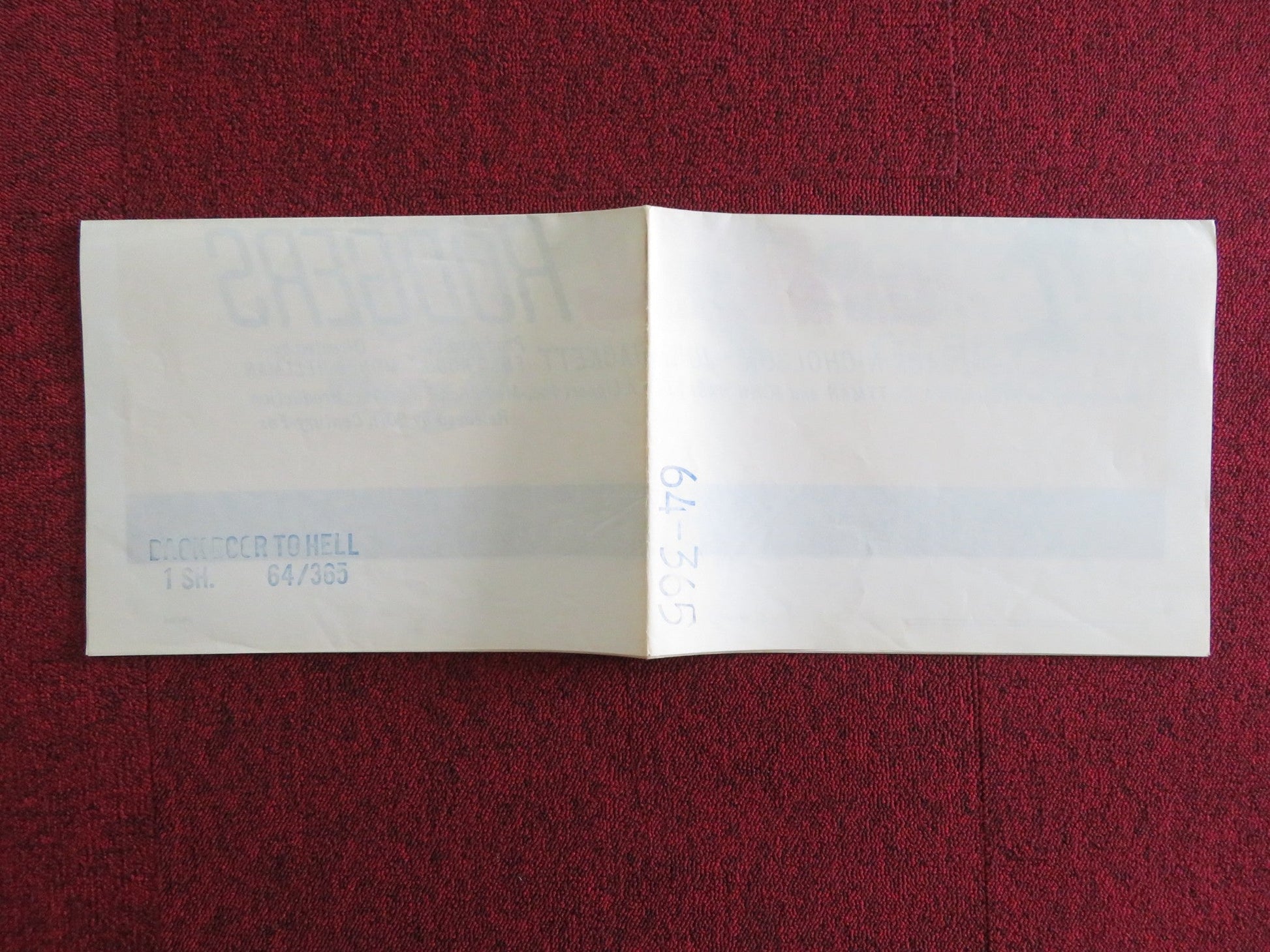 BACK DOOR TO HELL FOLDED US ONE SHEET POSTER JIMMIE RODGERS JACK NICHOLSON 1964 Rendezvous Cinema Movie posters