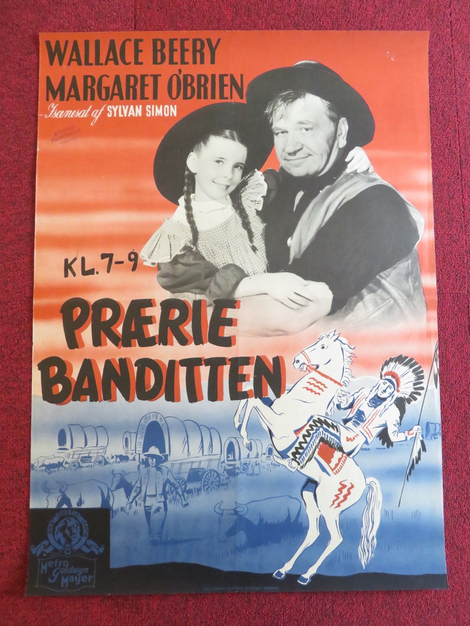 BAD BASCOMB DANISH POSTER ROLLED WALLACE BEERY MARGARET O'BRIEN 1948 Rendezvous Cinema Movie posters