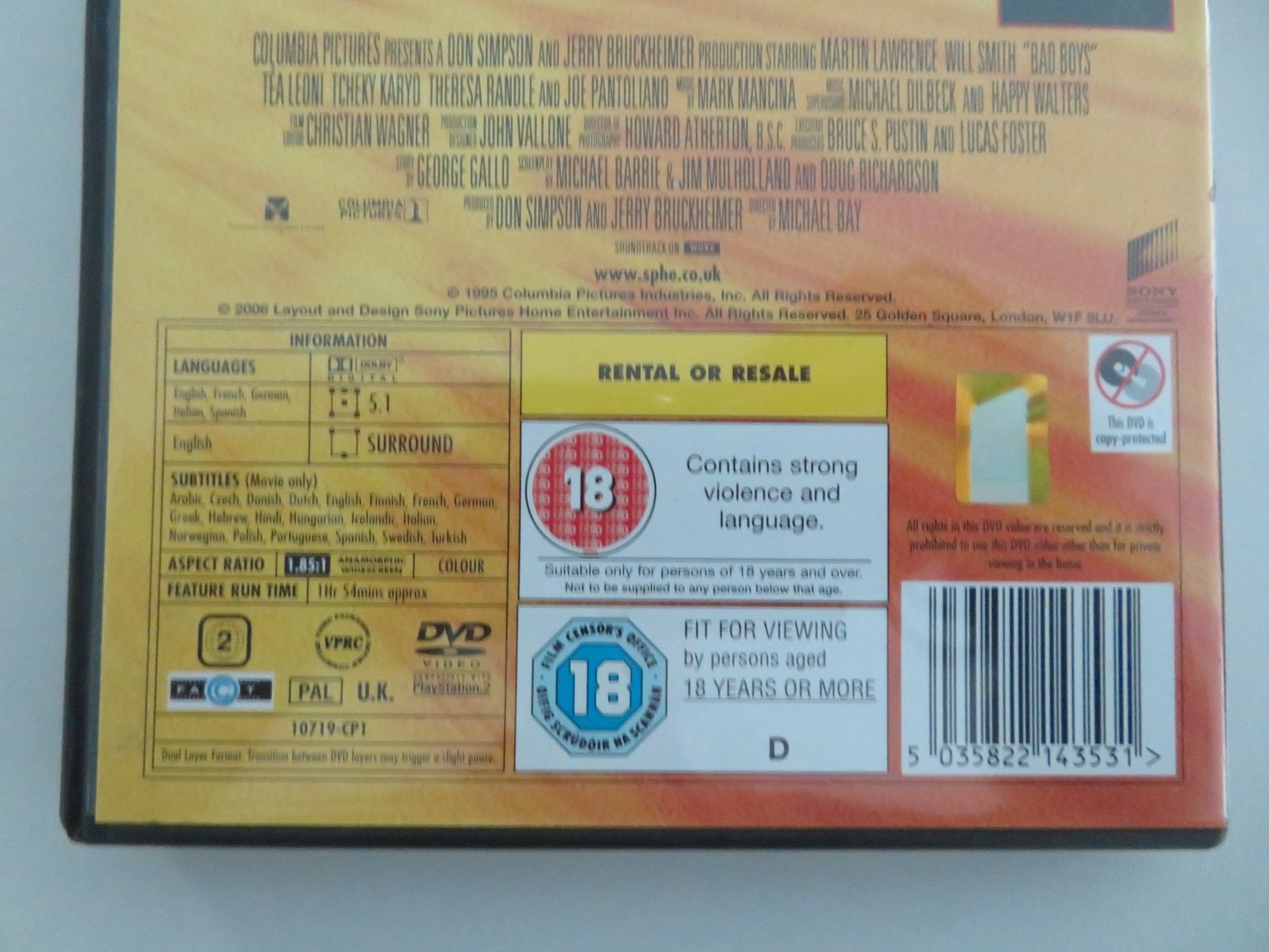 BAD BOYS - B (DVD) WILL SMITH MARTIN LAWRENCE 1995 REGION 2 Movie posters